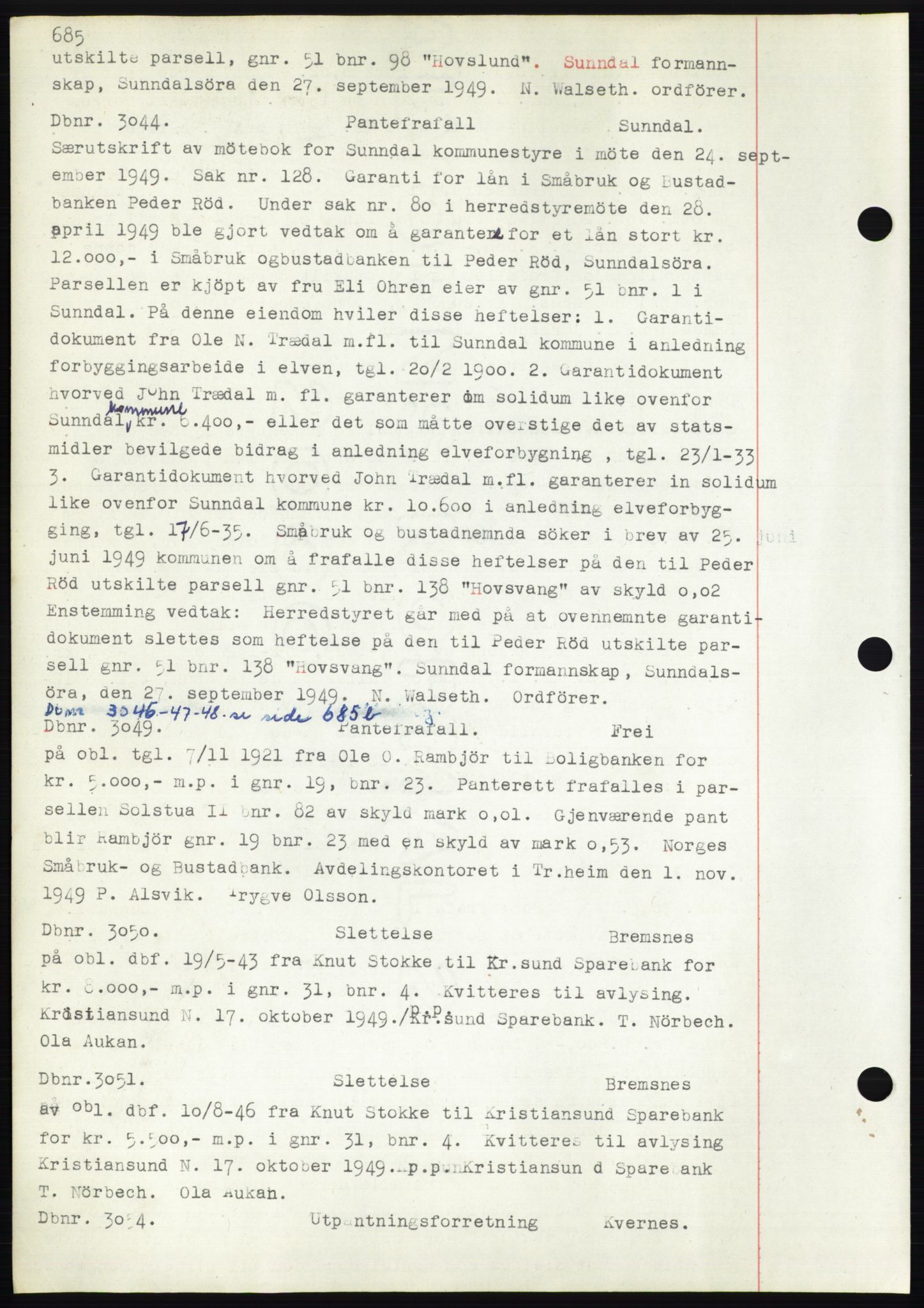 Nordmøre sorenskriveri, SAT/A-4132/1/2/2Ca: Mortgage book no. C82b, 1946-1951, Diary no: : 3044/1949