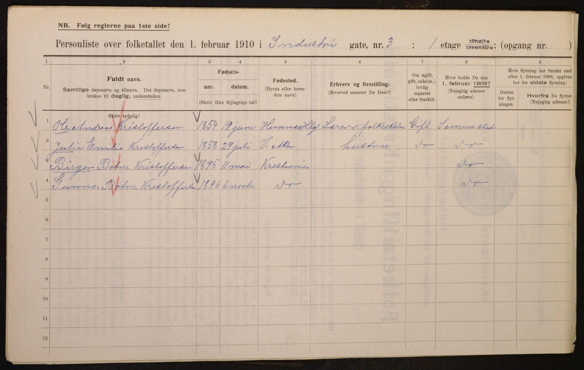 OBA, Municipal Census 1910 for Kristiania, 1910, p. 42269