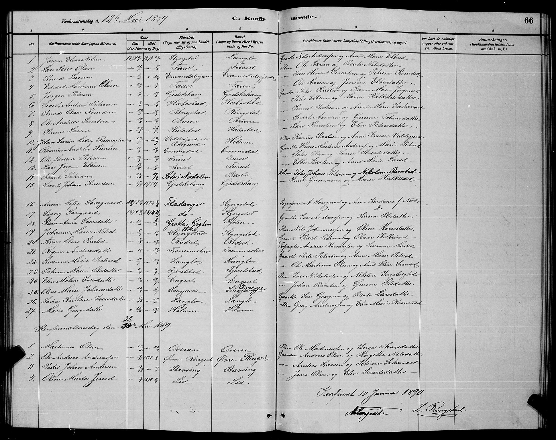Ministerialprotokoller, klokkerbøker og fødselsregistre - Møre og Romsdal, SAT/A-1454/520/L0292: Parish register (copy) no. 520C04, 1882-1901, p. 66