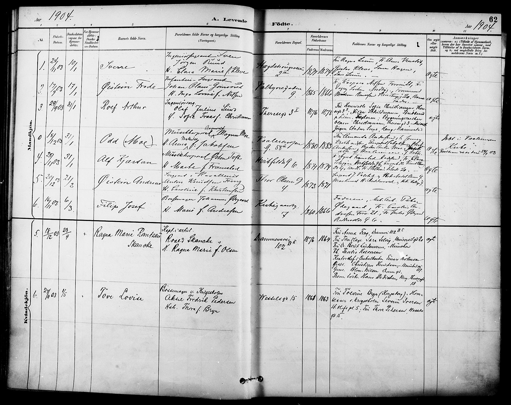 Garnisonsmenigheten Kirkebøker, SAO/A-10846/F/Fa/L0013: Parish register (official) no. 13, 1894-1904, p. 62
