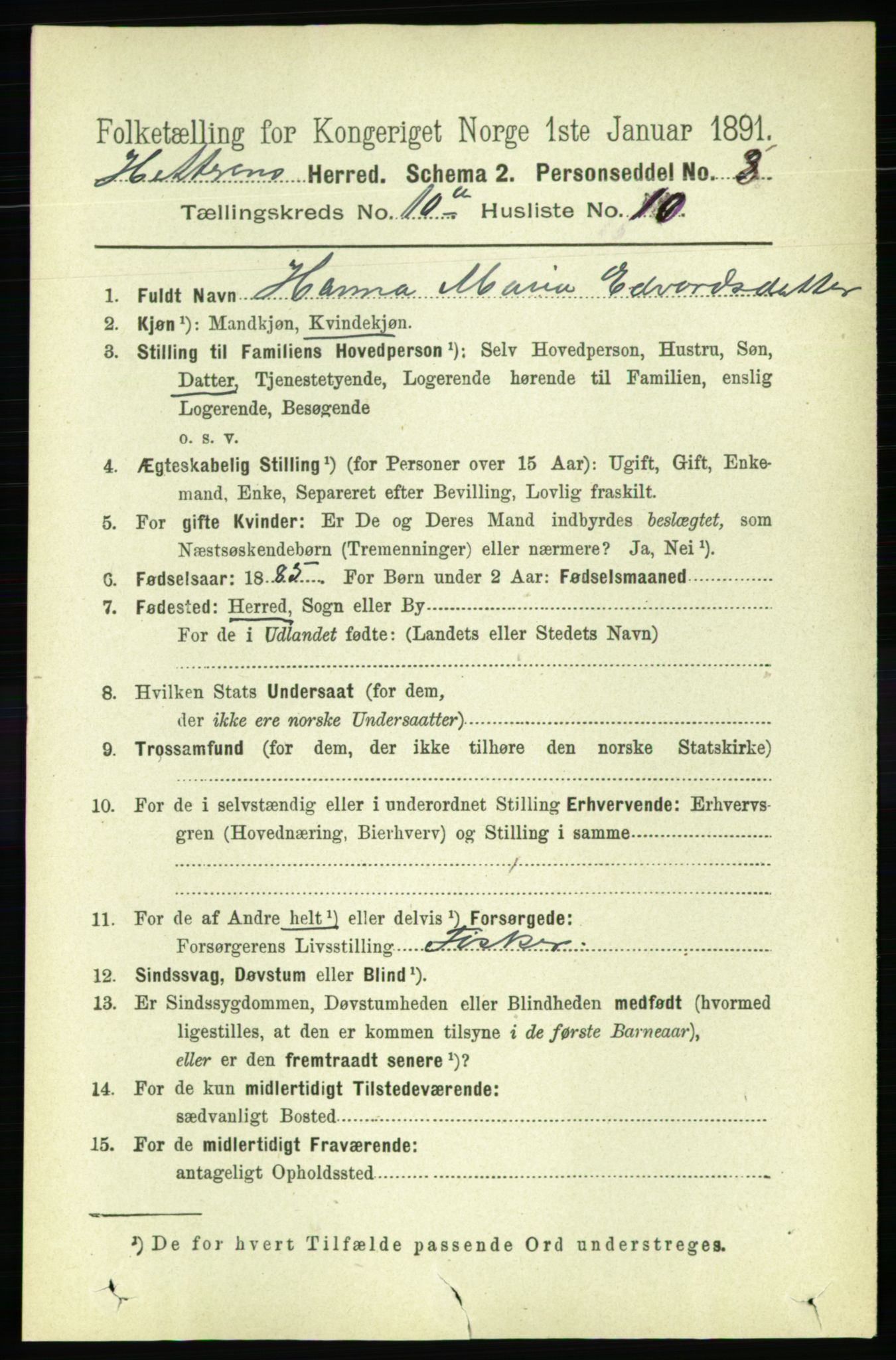 RA, 1891 census for 1617 Hitra, 1891, p. 2297