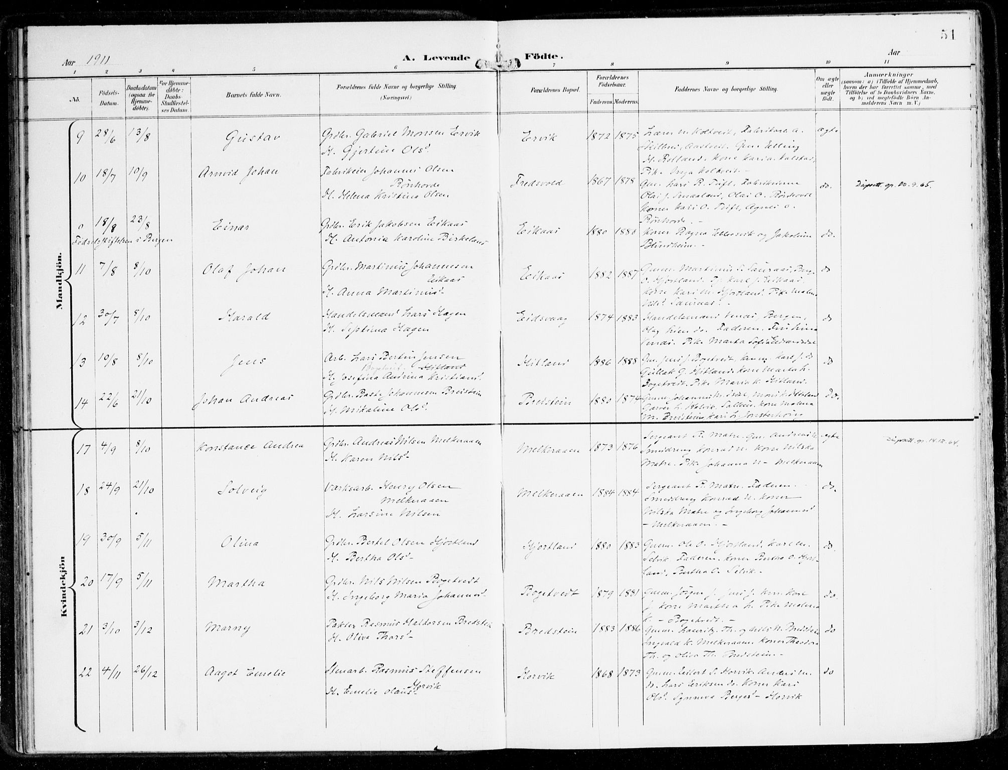 Hamre sokneprestembete, AV/SAB-A-75501/H/Ha/Haa/Haad/L0002: Parish register (official) no. D 2, 1899-1916, p. 51