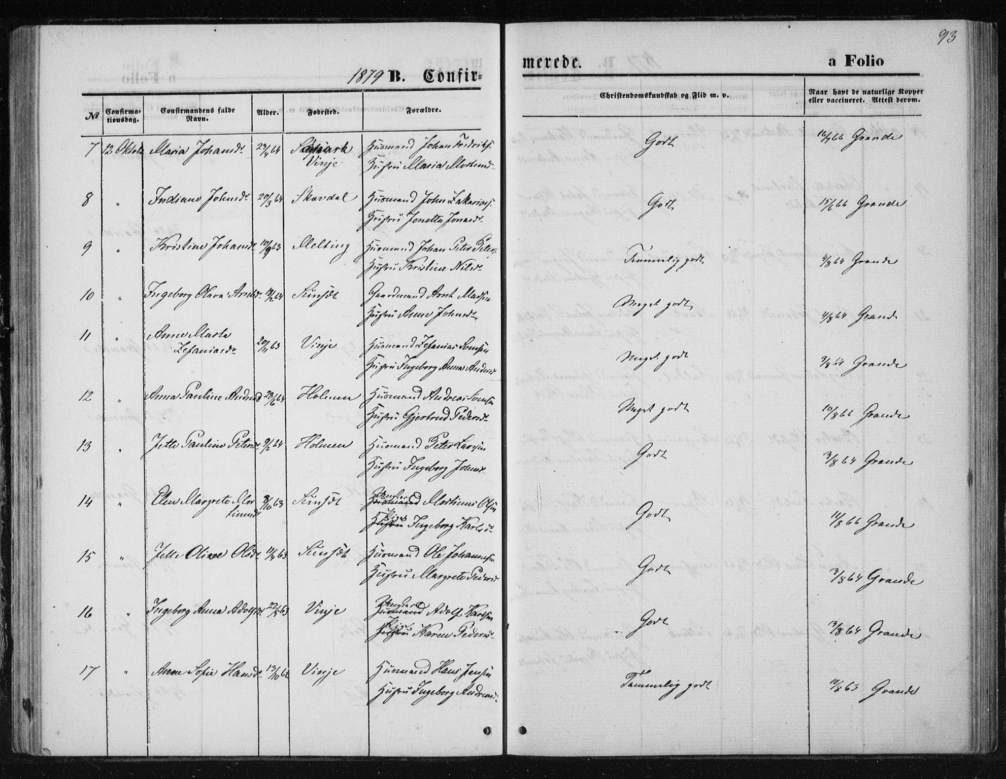 Ministerialprotokoller, klokkerbøker og fødselsregistre - Nord-Trøndelag, AV/SAT-A-1458/733/L0324: Parish register (official) no. 733A03, 1870-1883, p. 93