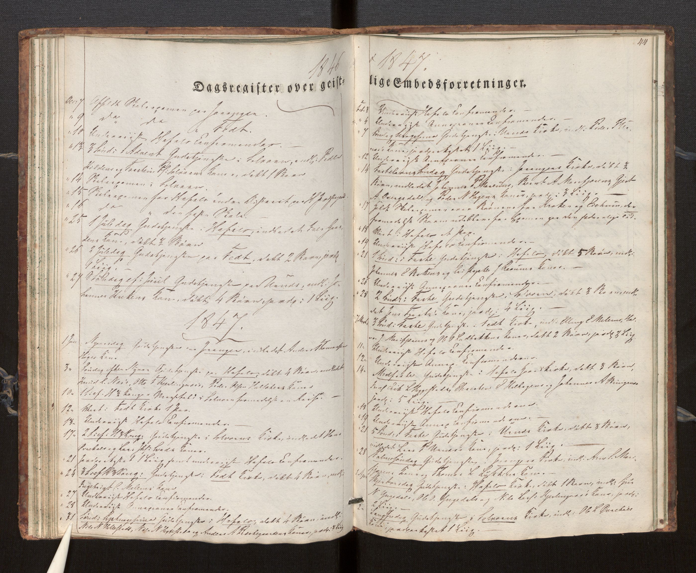 Hafslo sokneprestembete, SAB/A-80301/H/Haa/Haaf/L0001: Diary records no. F 1, 1834-1854, p. 44