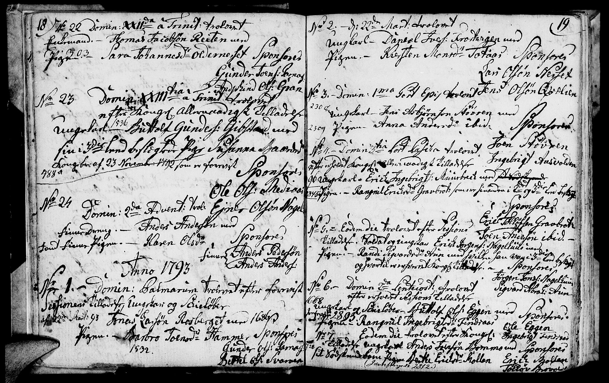 Ministerialprotokoller, klokkerbøker og fødselsregistre - Nord-Trøndelag, SAT/A-1458/749/L0468: Parish register (official) no. 749A02, 1787-1817, p. 18-19