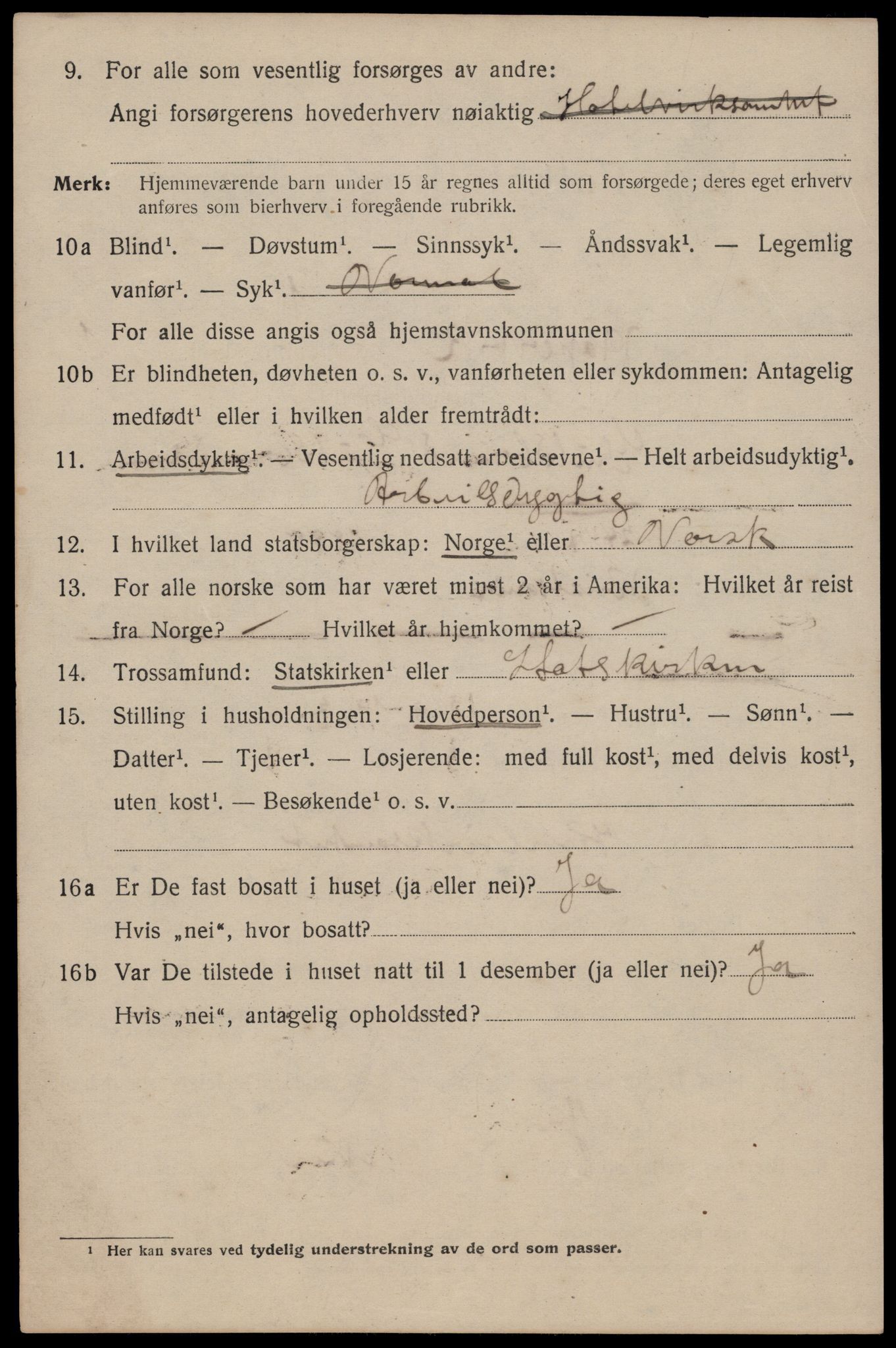 SAST, 1920 census for Kopervik, 1920, p. 1389