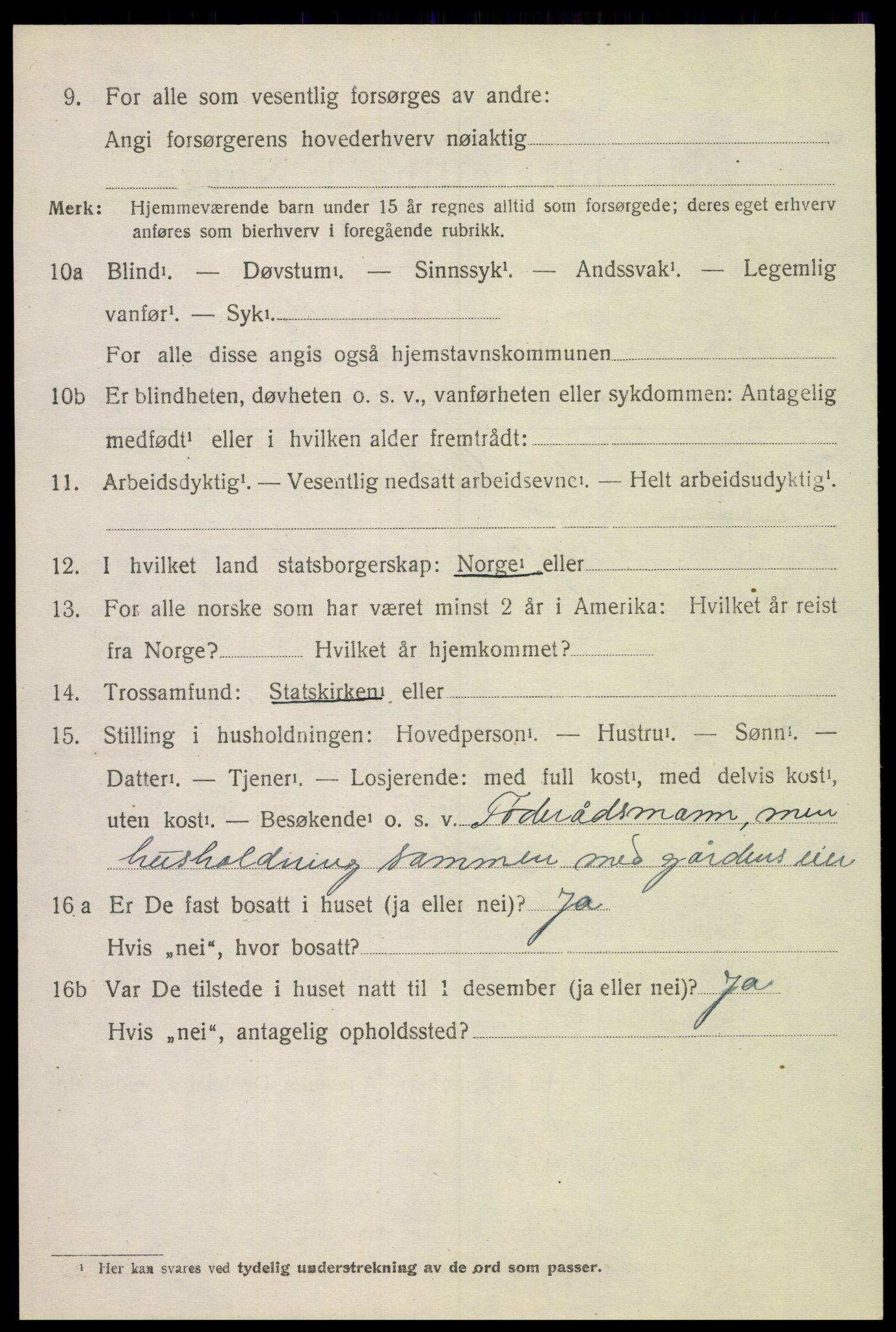 SAH, 1920 census for Nord-Fron, 1920, p. 2719