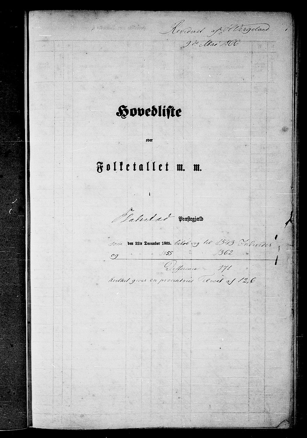 RA, 1865 census for Flakstad, 1865, p. 1