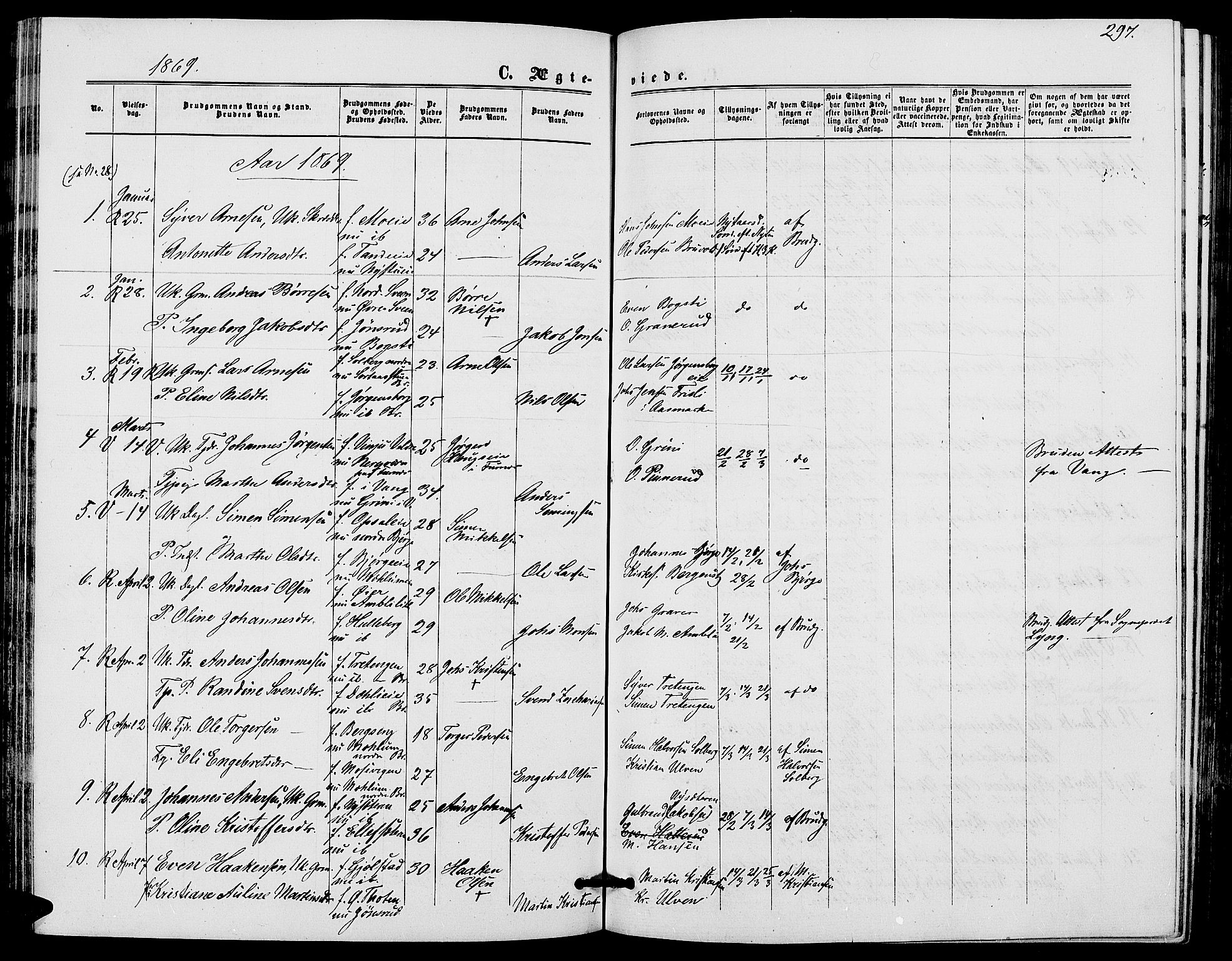 Ringsaker prestekontor, AV/SAH-PREST-014/L/La/L0007: Parish register (copy) no. 7, 1861-1869, p. 297