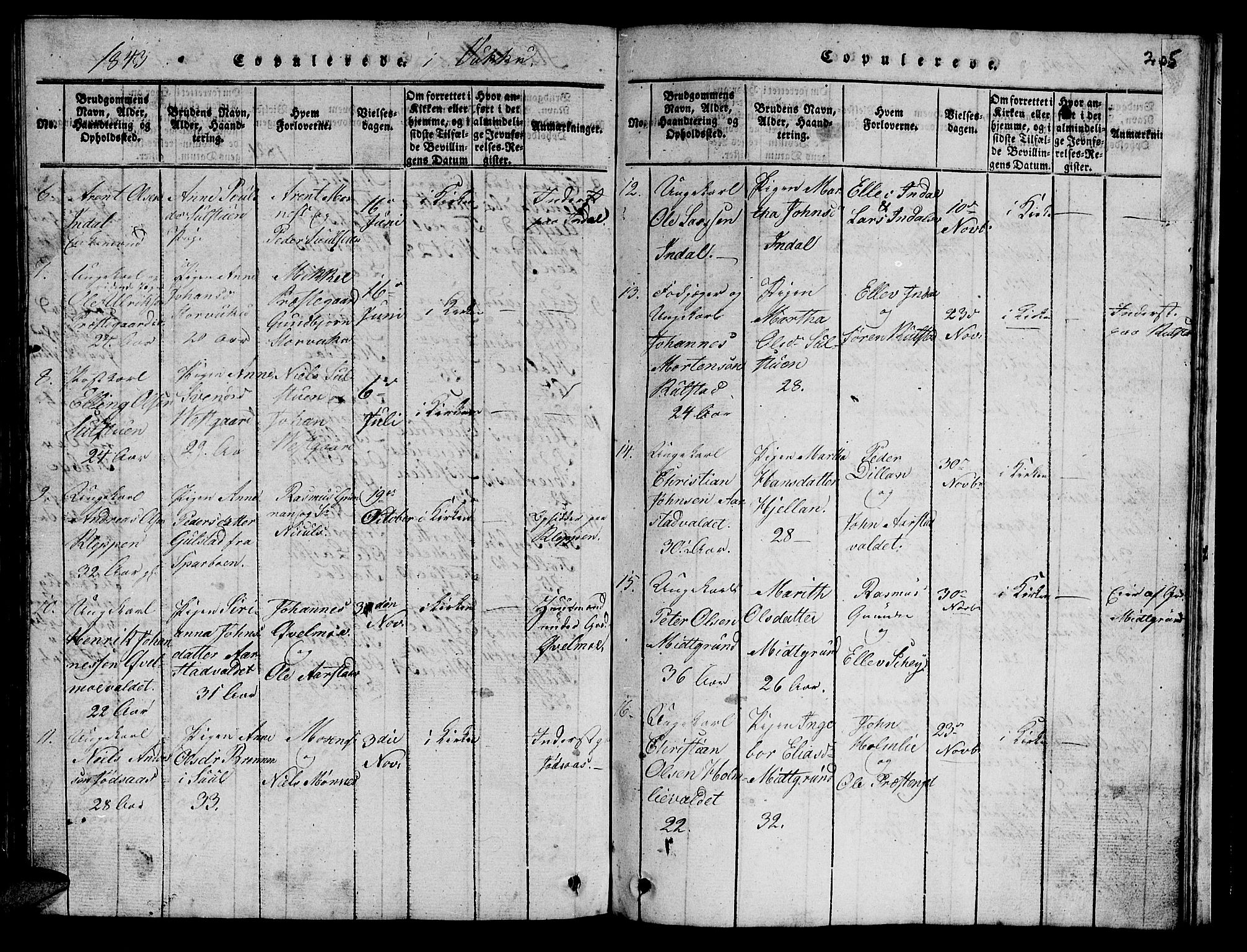 Ministerialprotokoller, klokkerbøker og fødselsregistre - Nord-Trøndelag, SAT/A-1458/723/L0251: Parish register (copy) no. 723C01 /2, 1843-1845, p. 205