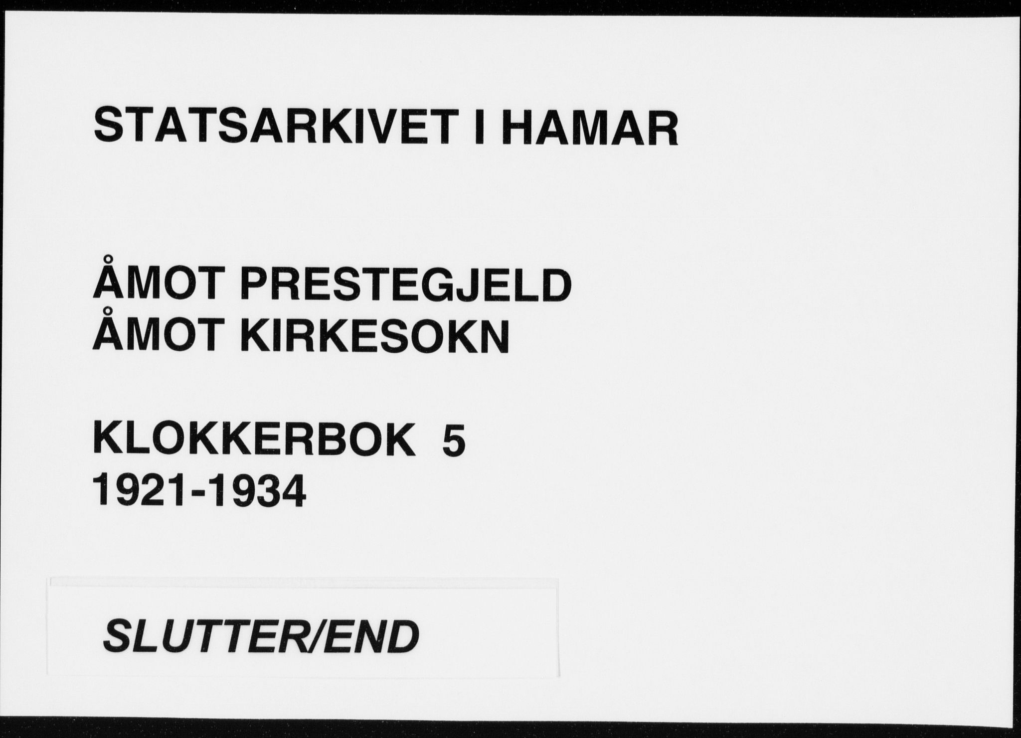 Åmot prestekontor, Hedmark, SAH/PREST-056/H/Ha/Hab/L0005: Parish register (copy) no. 5, 1921-1934