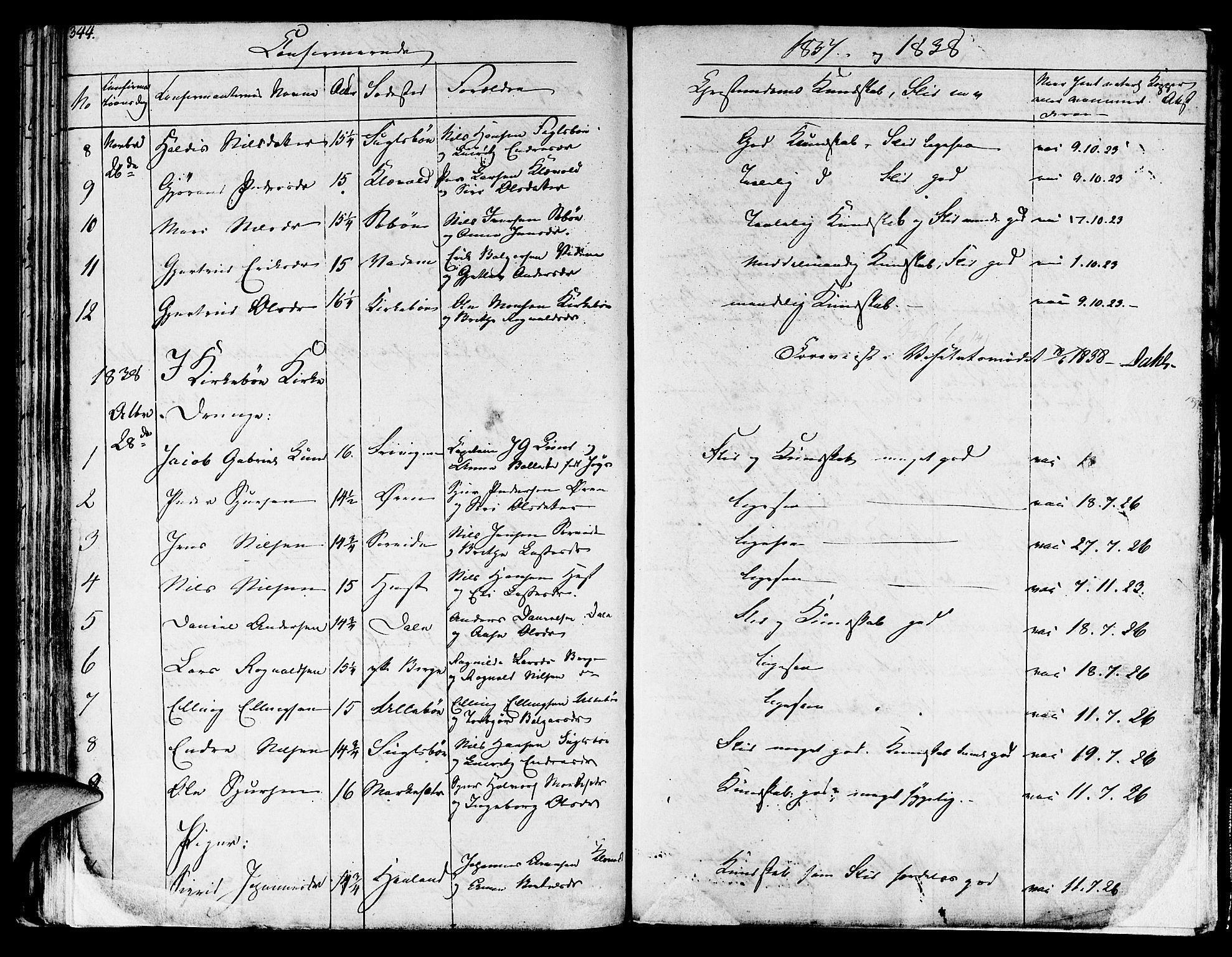 Lavik sokneprestembete, SAB/A-80901: Parish register (official) no. A 2I, 1821-1842, p. 344