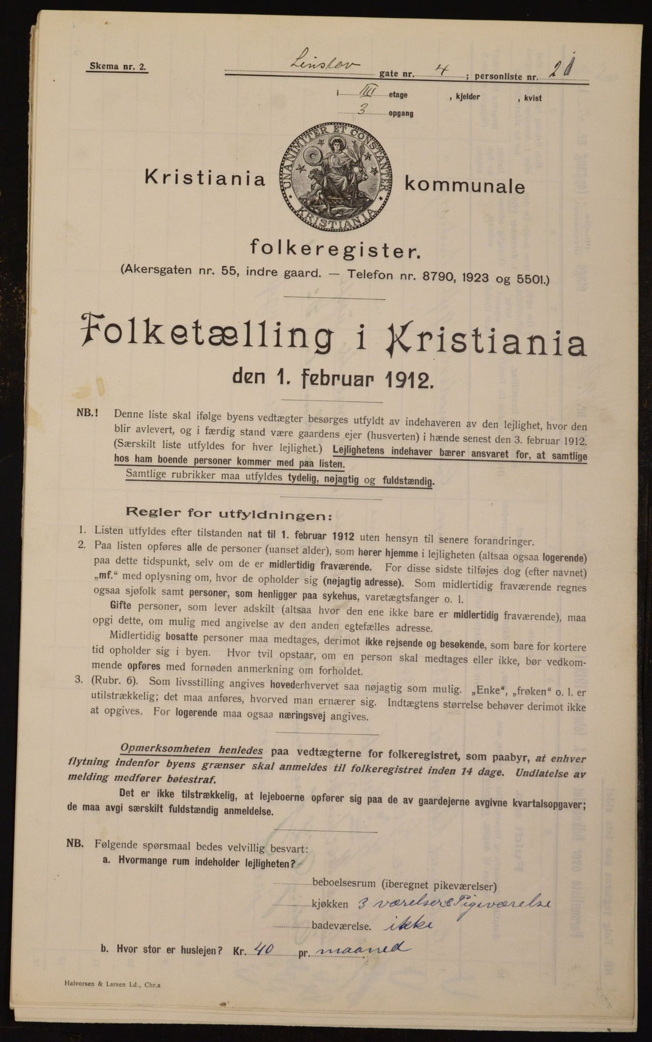 OBA, Municipal Census 1912 for Kristiania, 1912, p. 58054