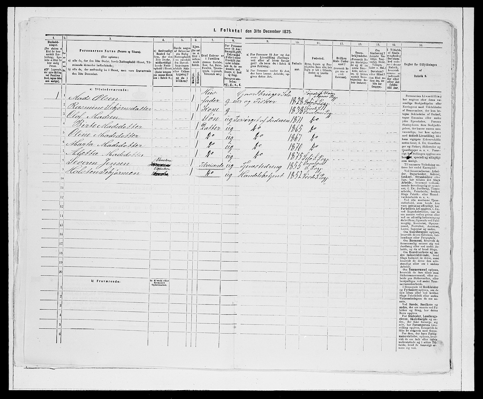 SAB, 1875 Census for 1441P Selje, 1875, p. 1225