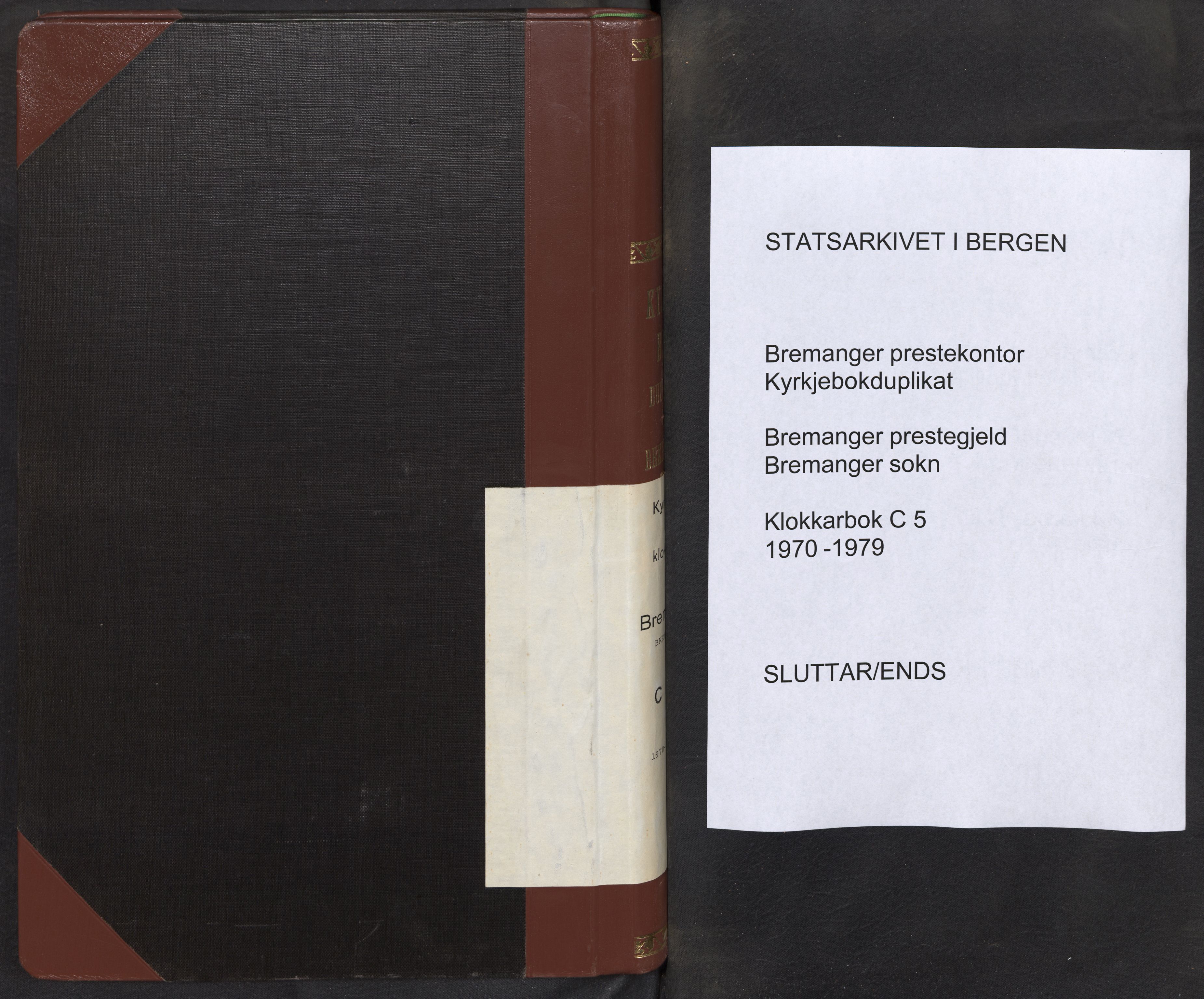 Bremanger sokneprestembete, AV/SAB-A-82201/H/Hab/Habc/L0005: Parish register (copy) no. C 5, 1970-1979