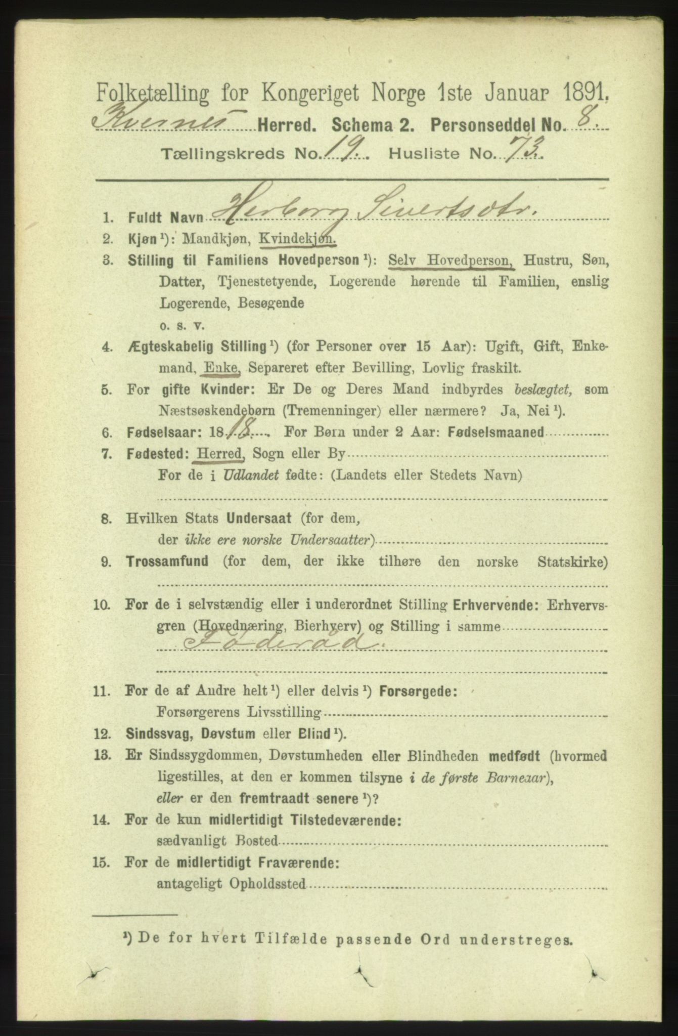RA, 1891 census for 1553 Kvernes, 1891, p. 8929