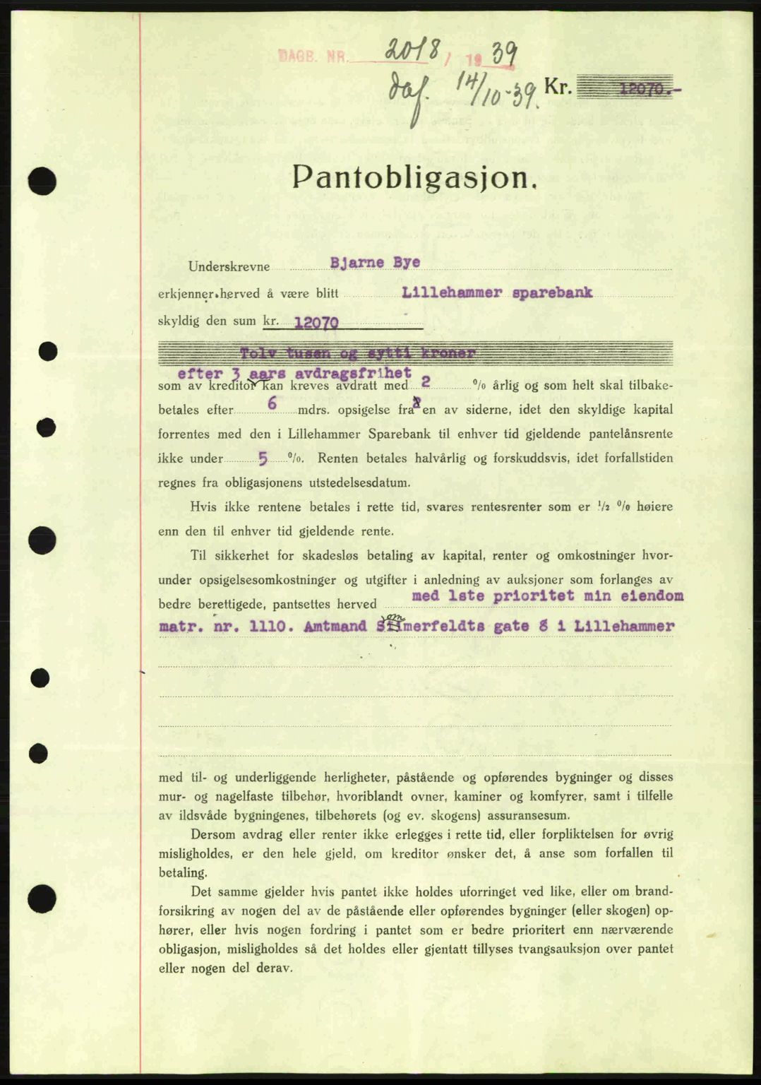 Sør-Gudbrandsdal tingrett, SAH/TING-004/H/Hb/Hbe/L0001: Mortgage book no. B1, 1936-1939, Diary no: : 2018/1939