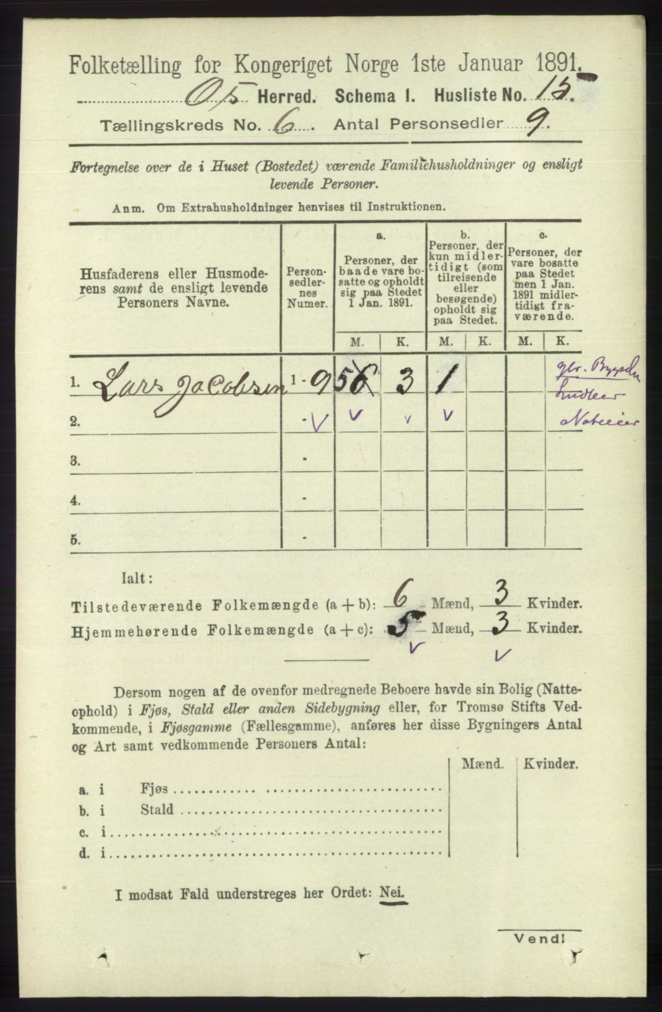 RA, 1891 census for 1243 Os, 1891, p. 1419