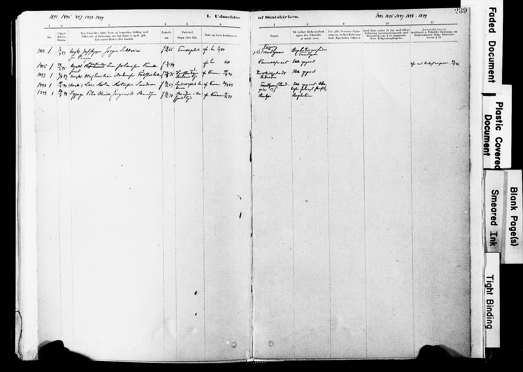 Ministerialprotokoller, klokkerbøker og fødselsregistre - Nord-Trøndelag, SAT/A-1458/744/L0420: Parish register (official) no. 744A04, 1882-1904, p. 239