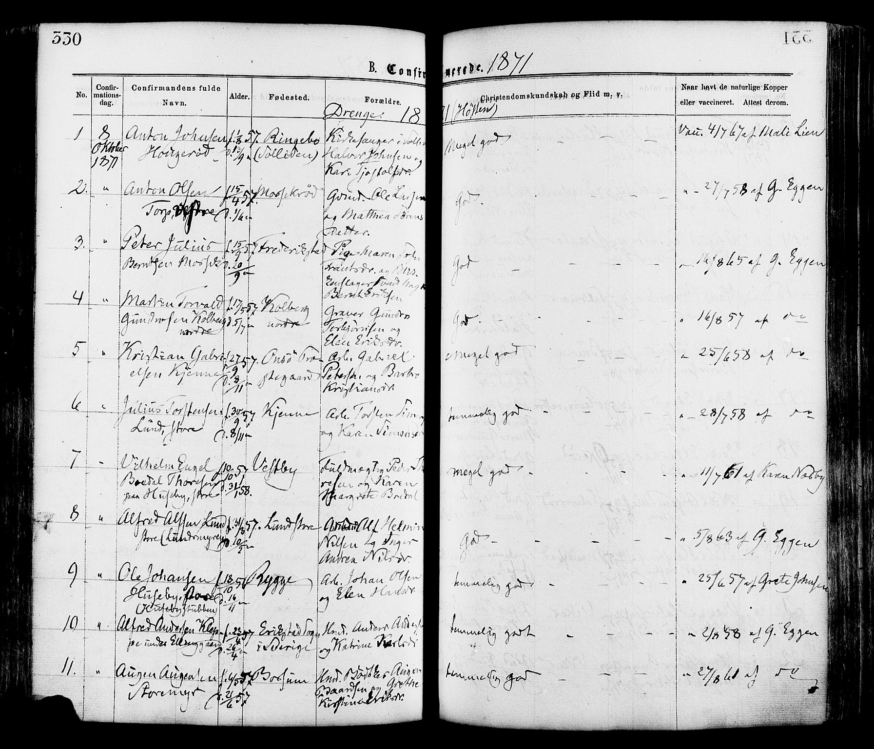 Onsøy prestekontor Kirkebøker, AV/SAO-A-10914/F/Fa/L0004: Parish register (official) no. I 4, 1861-1877, p. 330