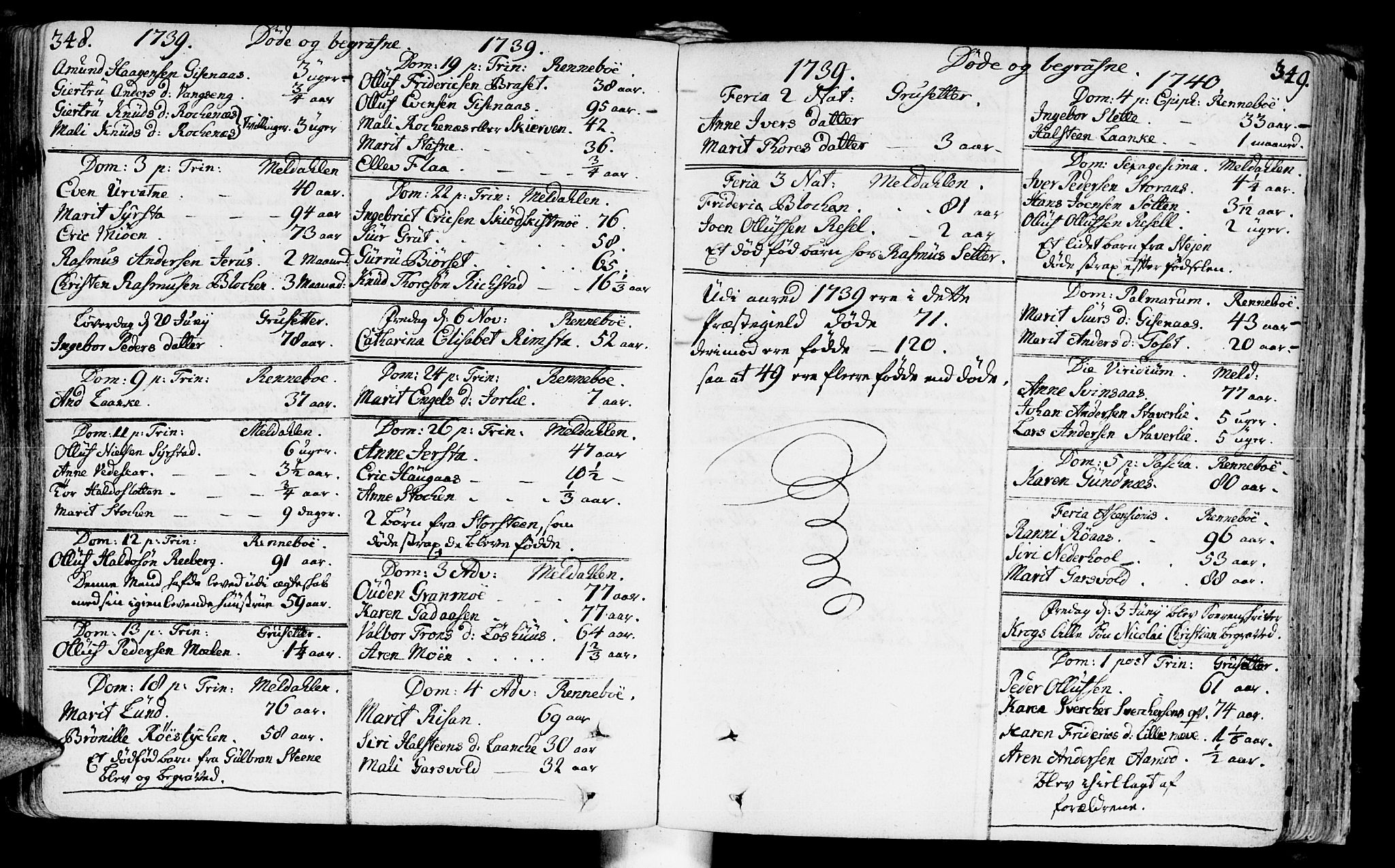 Ministerialprotokoller, klokkerbøker og fødselsregistre - Sør-Trøndelag, SAT/A-1456/672/L0850: Parish register (official) no. 672A03, 1725-1751, p. 348-349