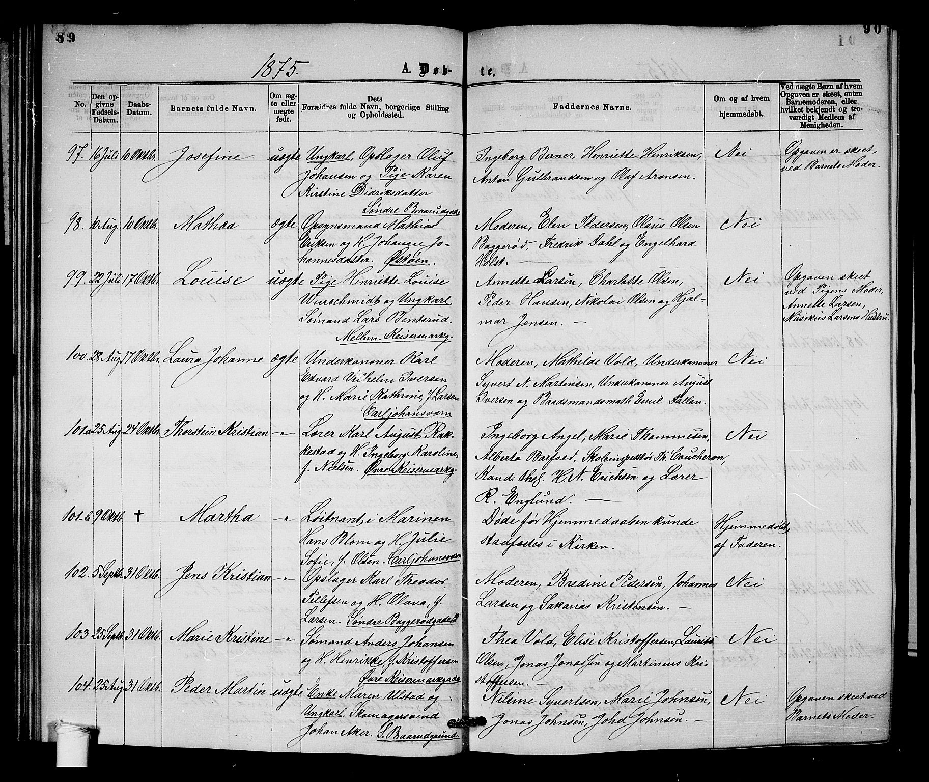 Horten kirkebøker, SAKO/A-348/G/Ga/L0003: Parish register (copy) no. 3, 1872-1877, p. 89-90