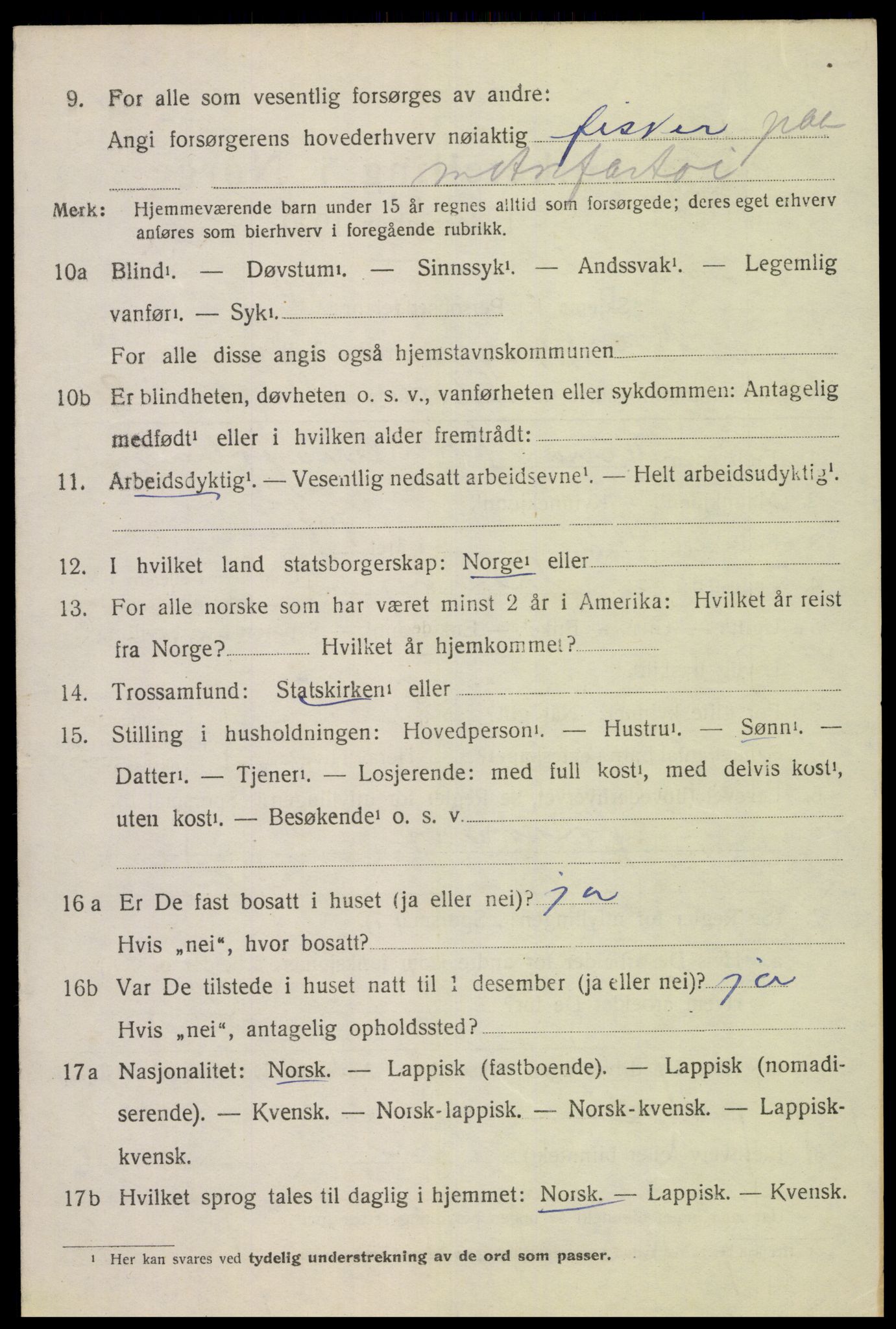 SAT, 1920 census for Dverberg, 1920, p. 5855