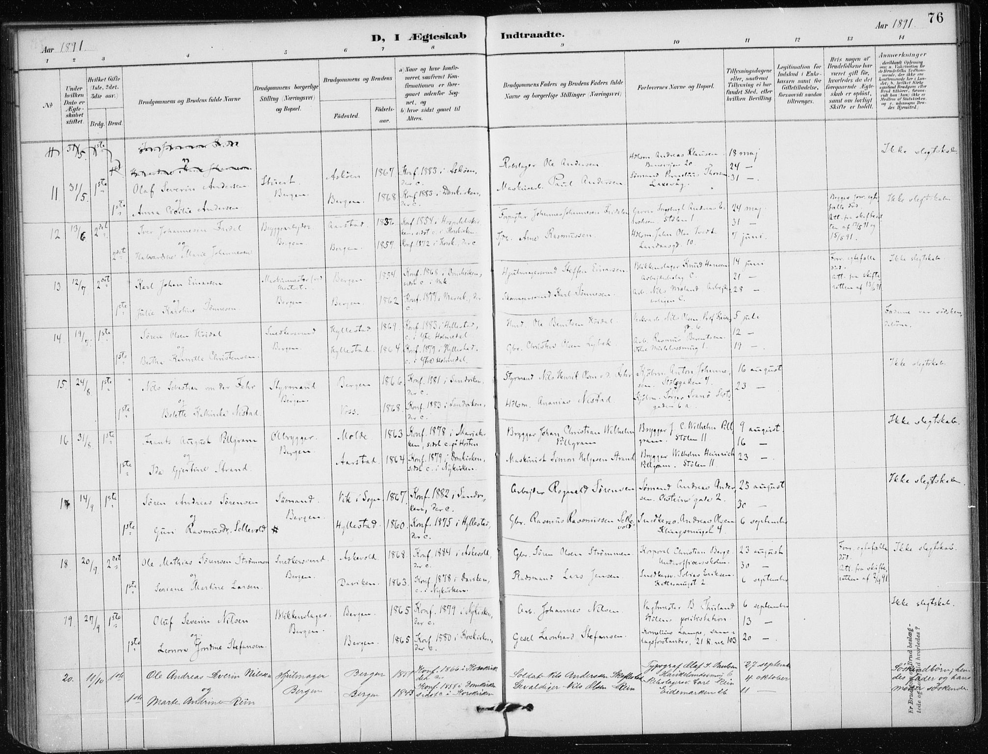 Mariakirken Sokneprestembete, AV/SAB-A-76901/H/Haa/L0013: Parish register (official) no. C 1, 1889-1900, p. 76