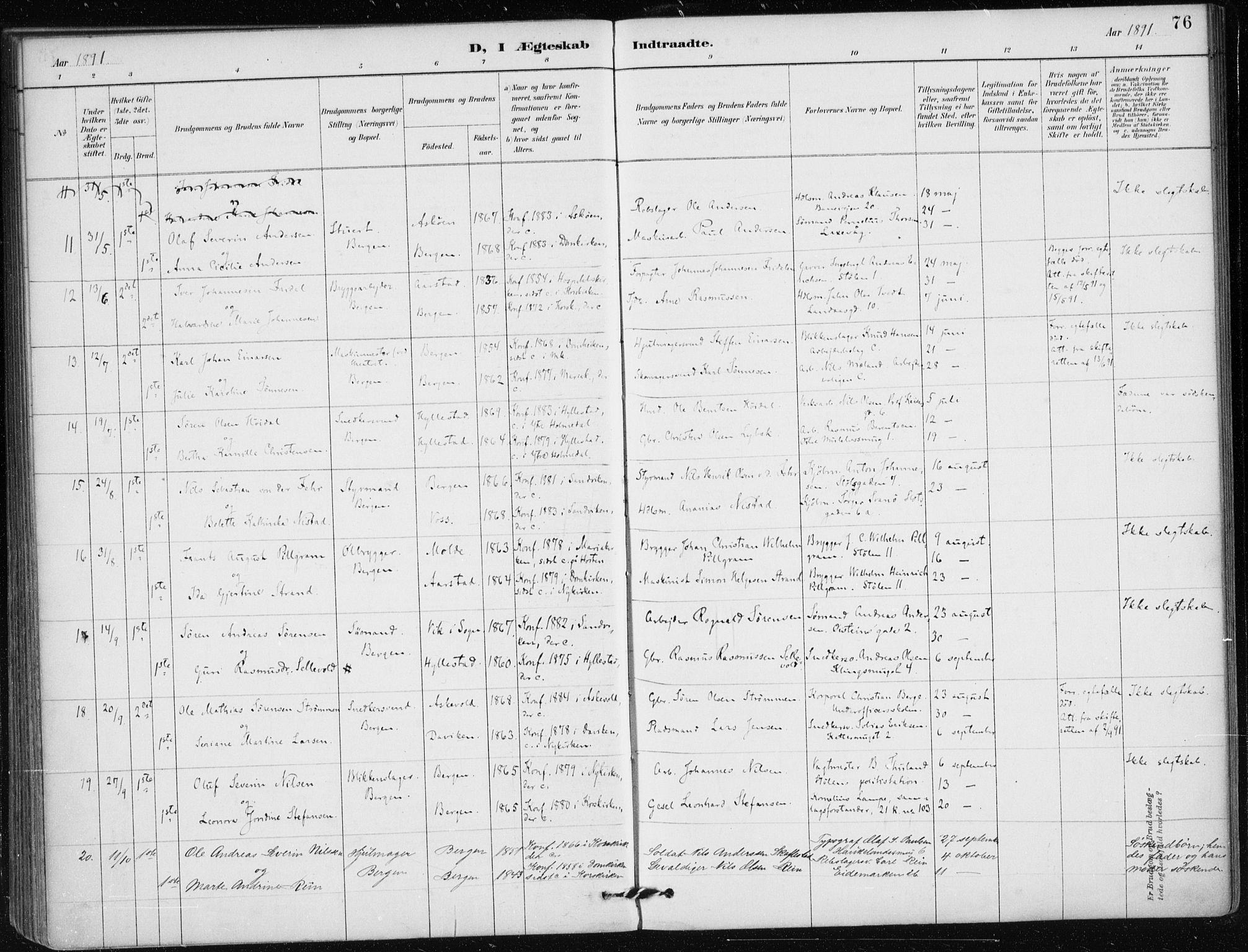 Mariakirken Sokneprestembete, AV/SAB-A-76901/H/Haa/L0013: Parish register (official) no. C 1, 1889-1900, p. 76