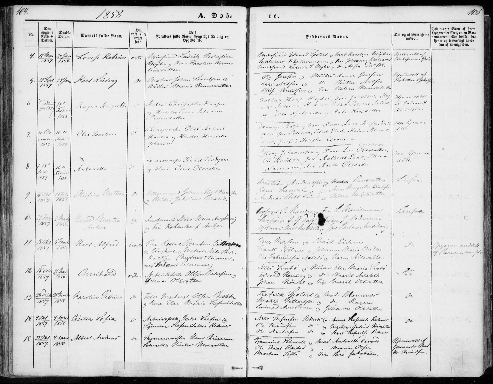 Ministerialprotokoller, klokkerbøker og fødselsregistre - Møre og Romsdal, SAT/A-1454/558/L0689: Parish register (official) no. 558A03, 1843-1872, p. 104-105