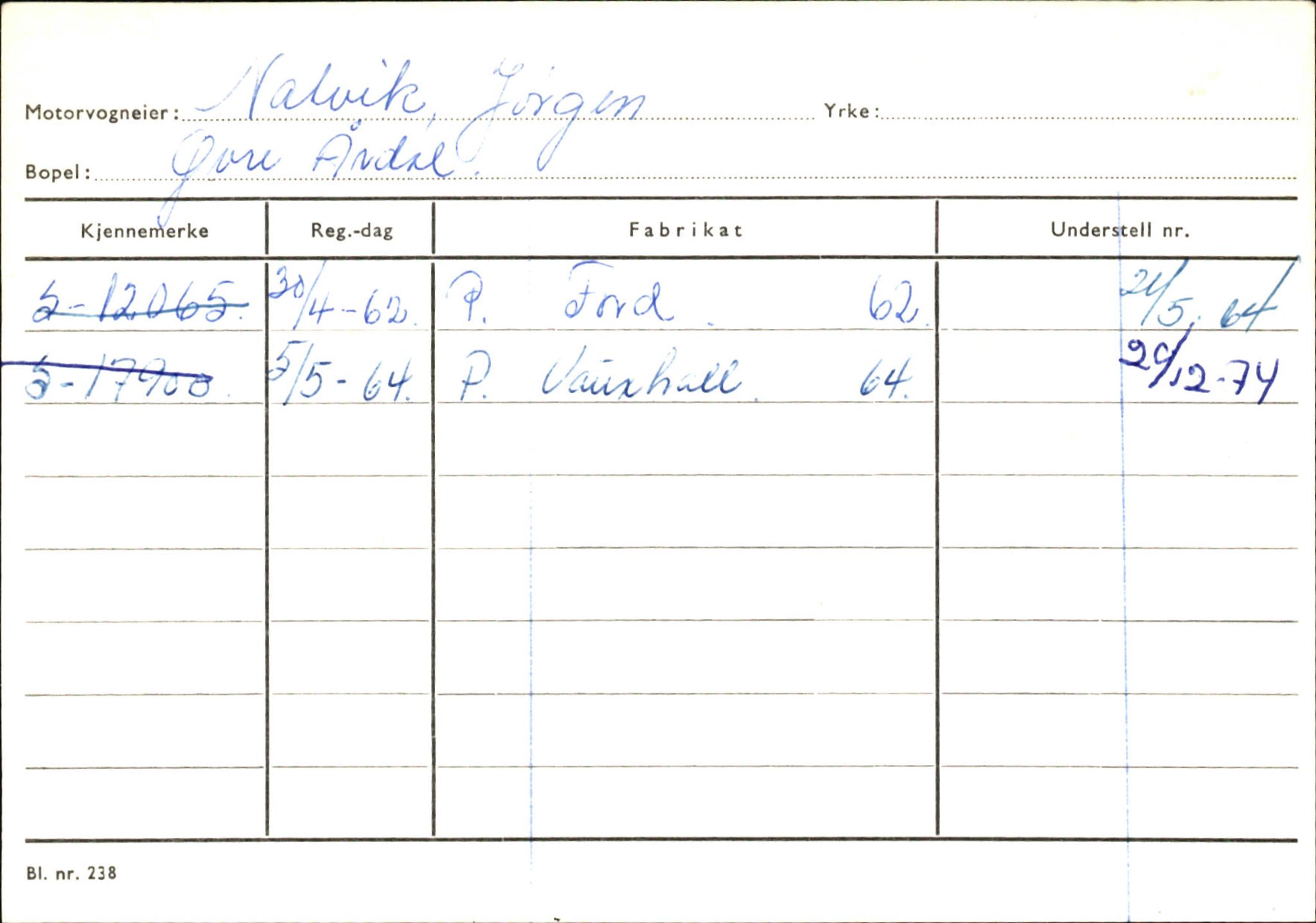 Statens vegvesen, Sogn og Fjordane vegkontor, SAB/A-5301/4/F/L0145: Registerkort Vågsøy S-Å. Årdal I-P, 1945-1975, p. 1908