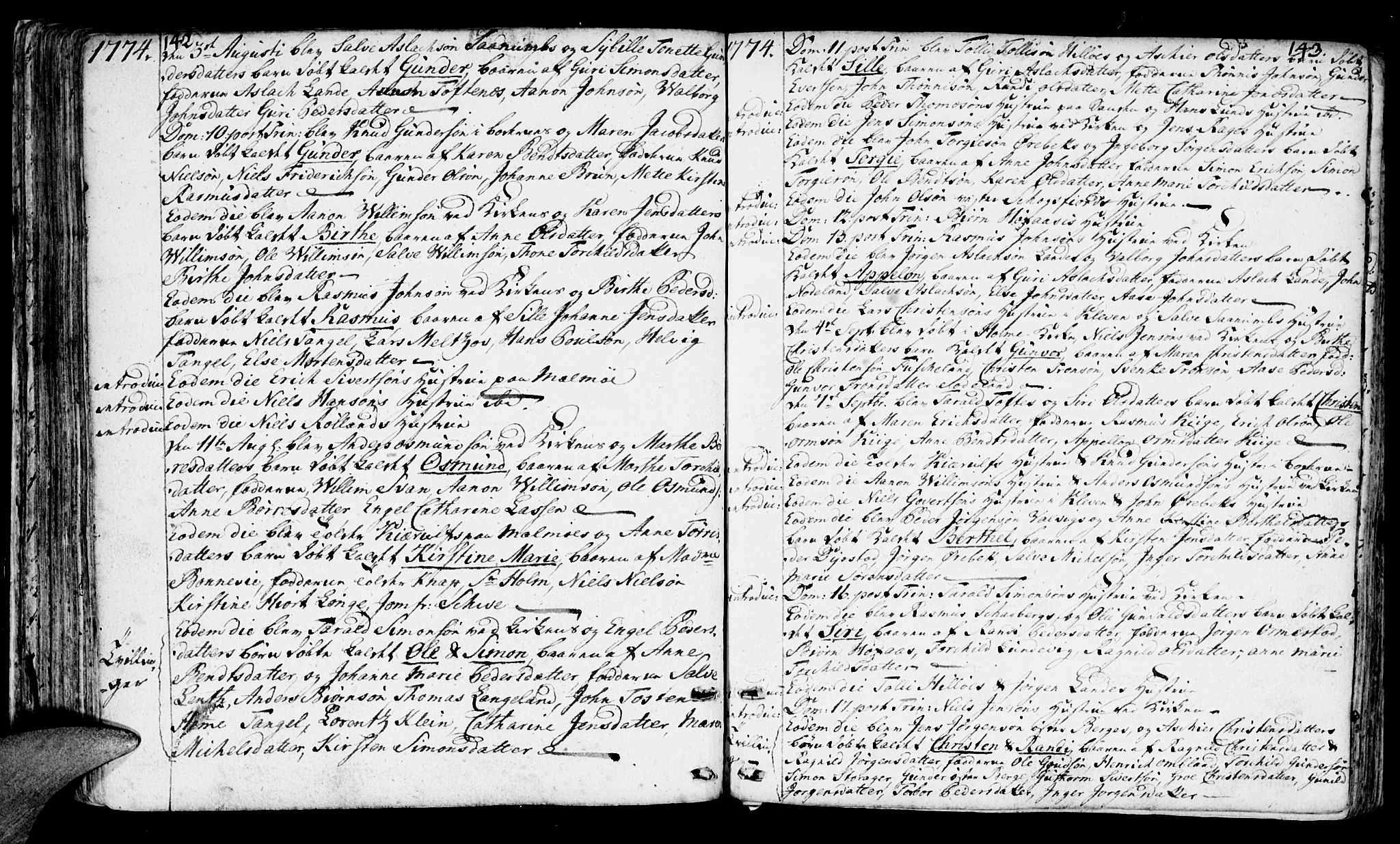 Mandal sokneprestkontor, AV/SAK-1111-0030/F/Fa/Faa/L0003: Parish register (official) no. A 3, 1748-1794, p. 142-143