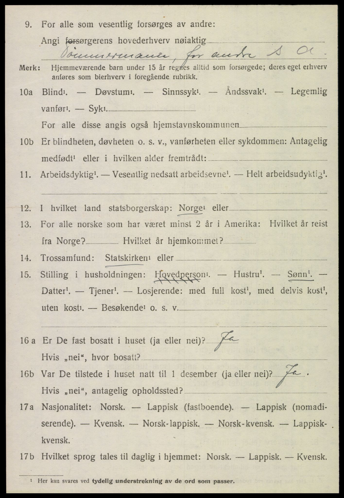 SAT, 1920 census for Overhalla, 1920, p. 2605