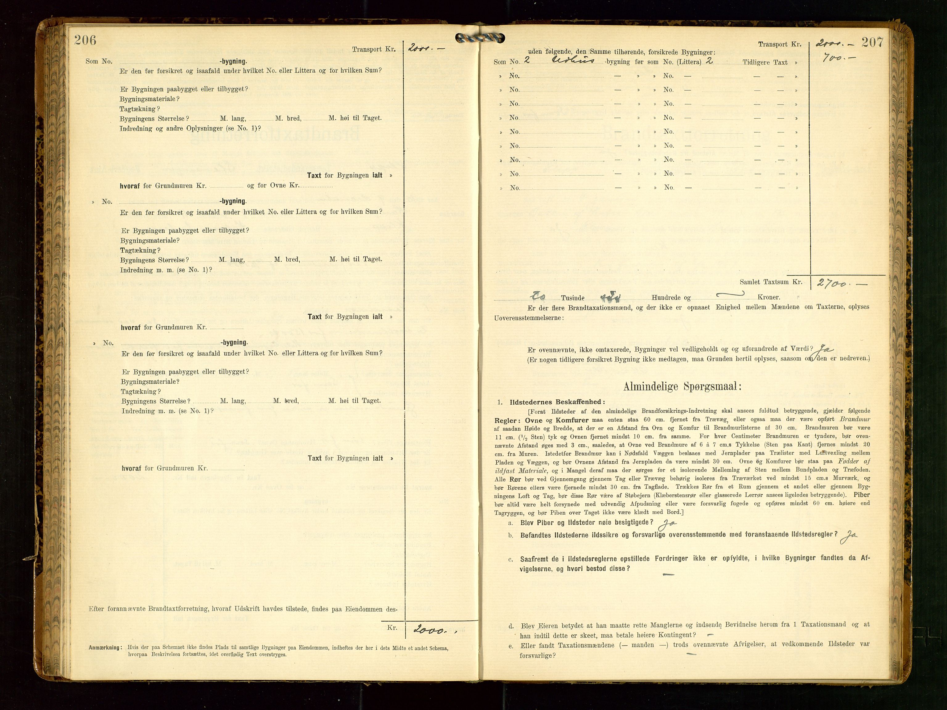 Klepp lensmannskontor, AV/SAST-A-100163/Goc/L0006: "Brandtaxationsprotokol" m/register, 1908-1912, p. 206-207