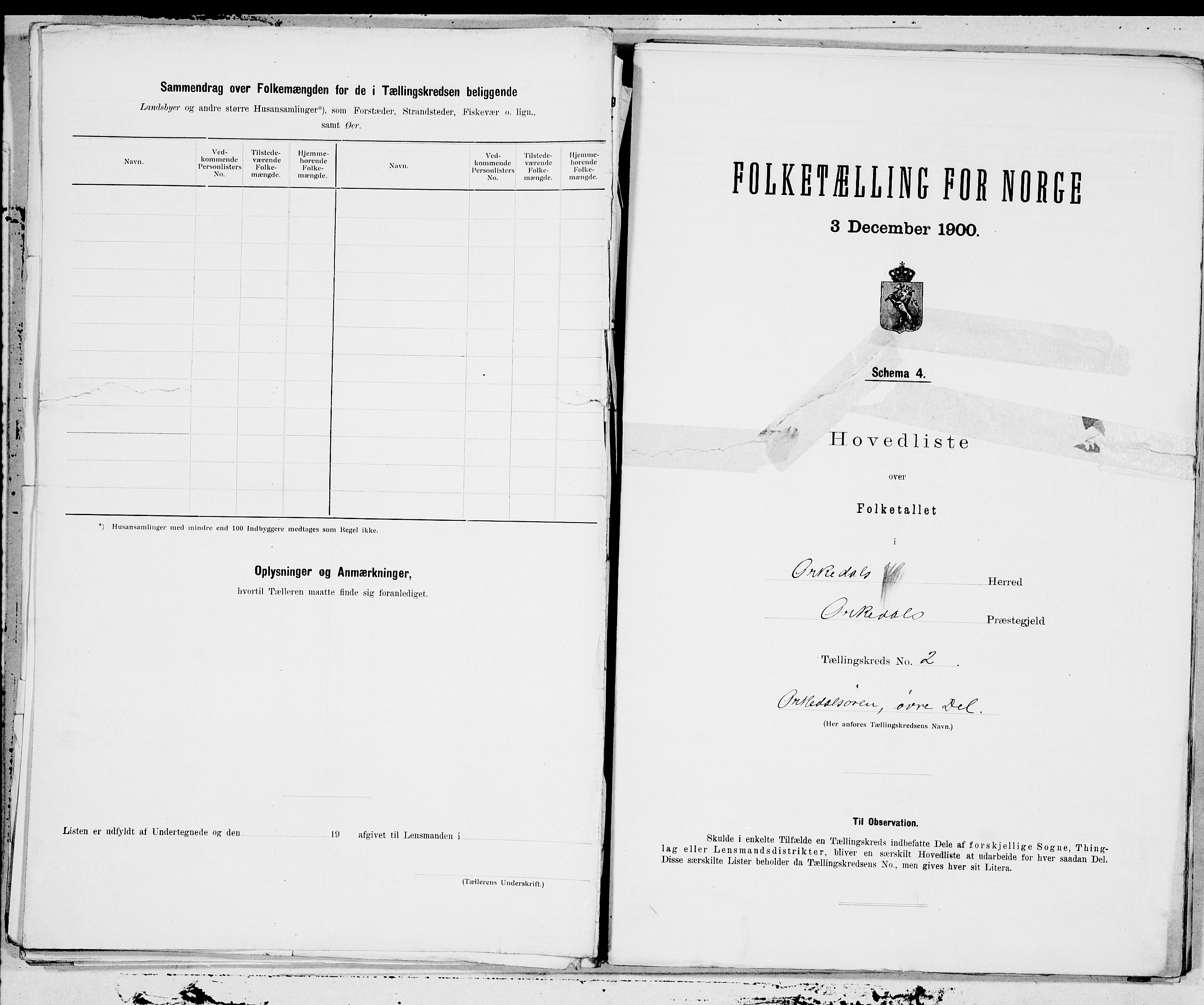 SAT, 1900 census for Orkdal, 1900, p. 4