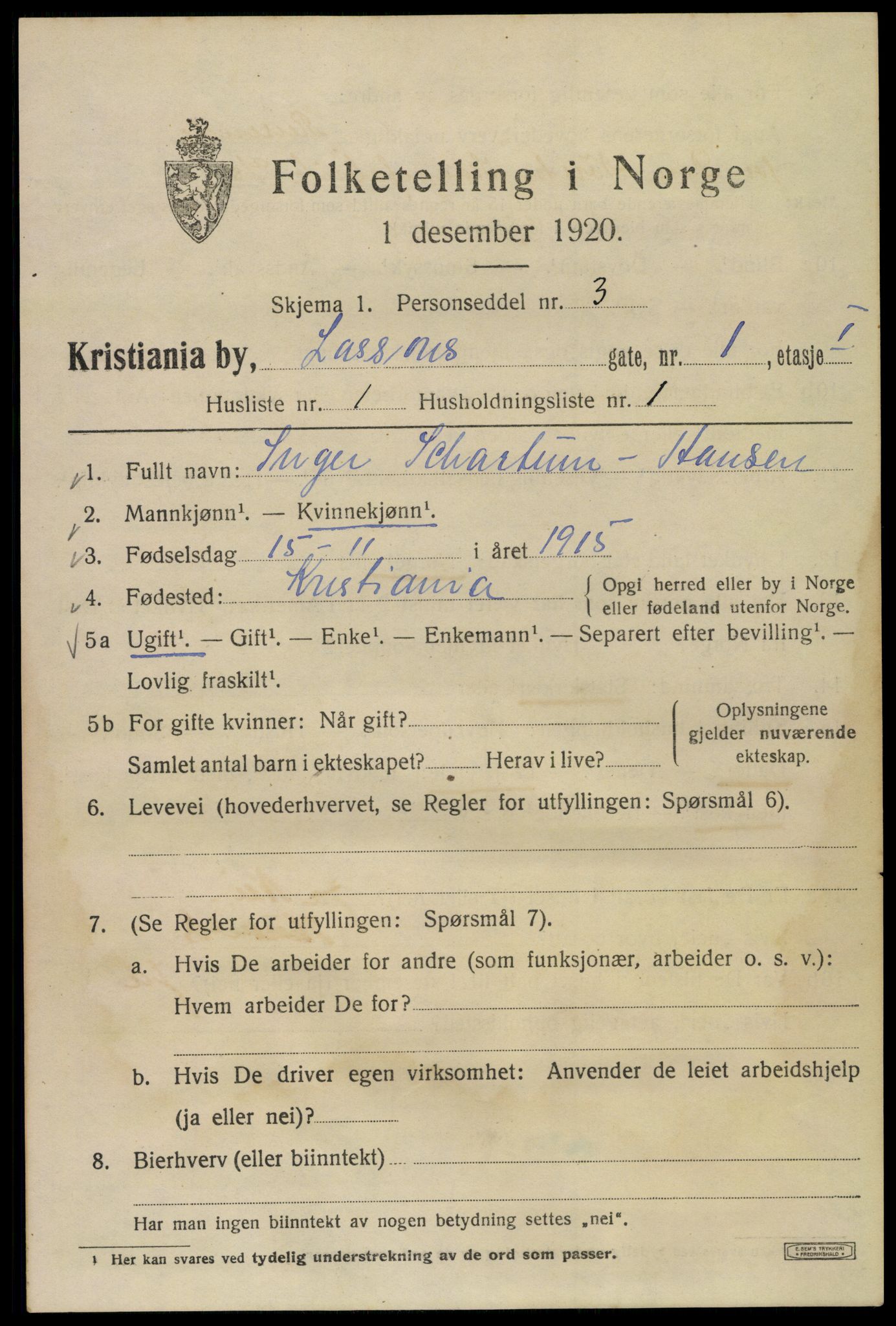 SAO, 1920 census for Kristiania, 1920, p. 361841