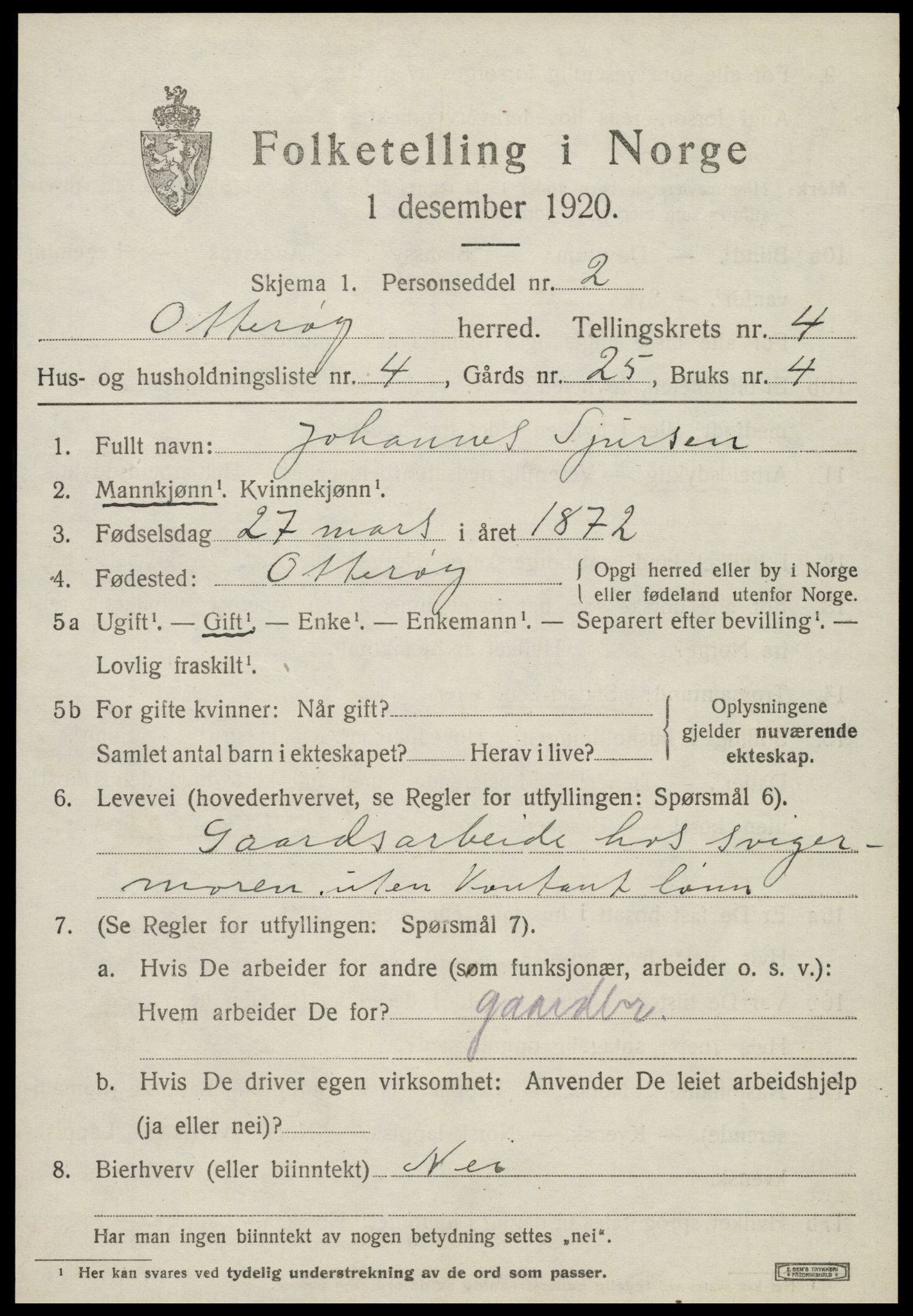 SAT, 1920 census for Otterøy, 1920, p. 1791