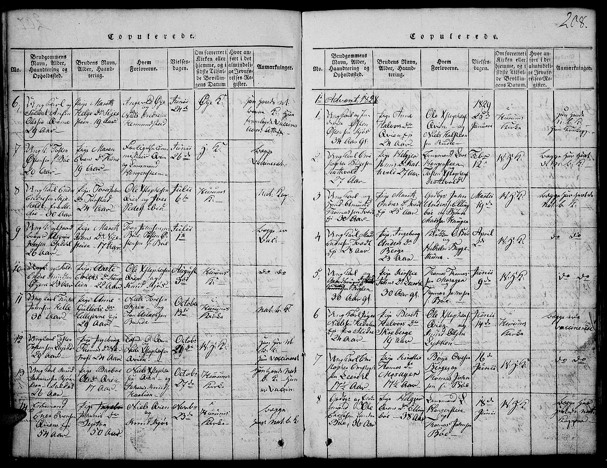 Vang prestekontor, Valdres, SAH/PREST-140/H/Hb/L0002: Parish register (copy) no. 2, 1814-1889, p. 208