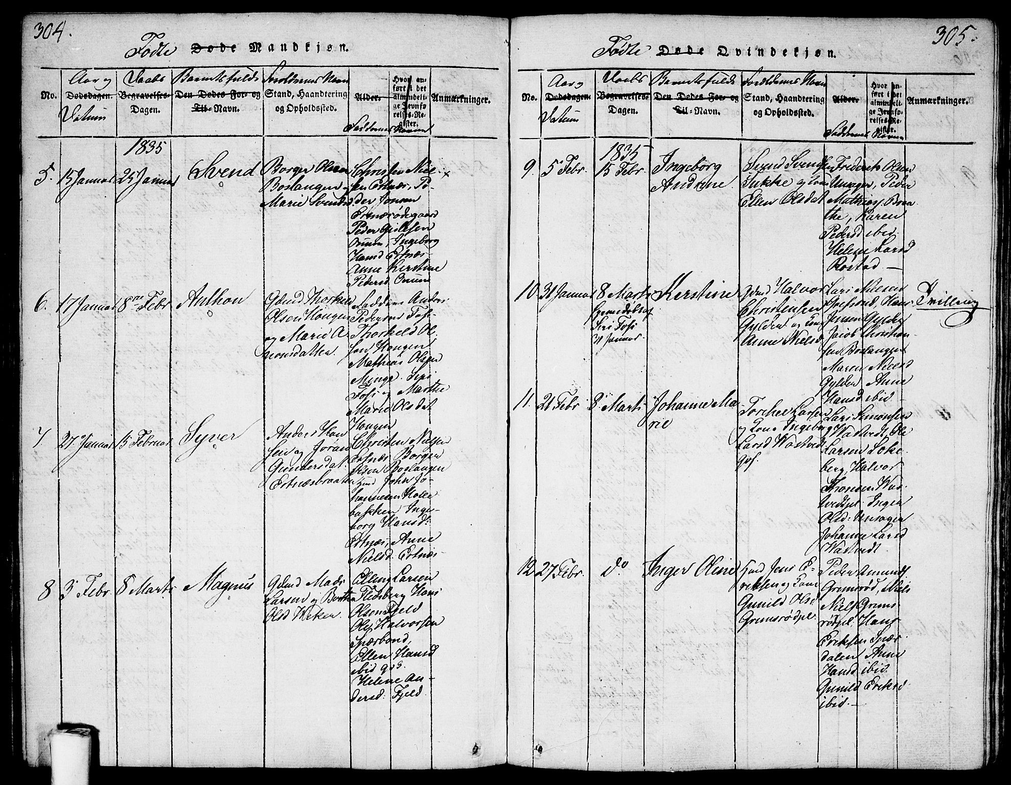 Våler prestekontor Kirkebøker, SAO/A-11083/F/Fa/L0005: Parish register (official) no. I 5, 1815-1839, p. 304-305
