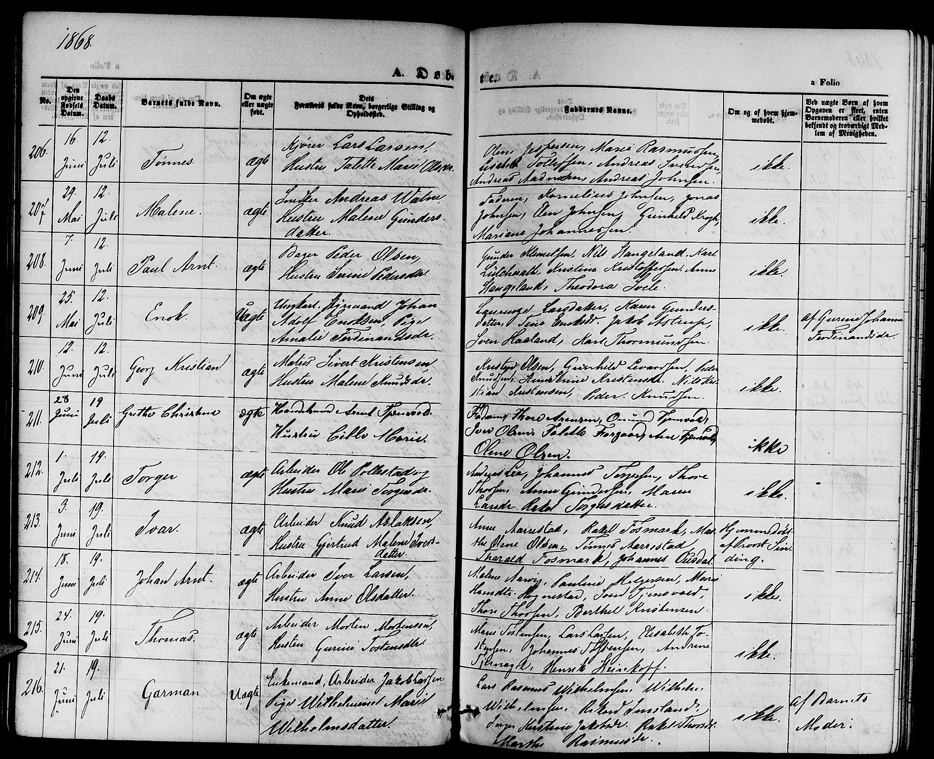 St. Petri sokneprestkontor, AV/SAST-A-101813/001/30/30BB/L0001: Parish register (copy) no. B 1, 1865-1878