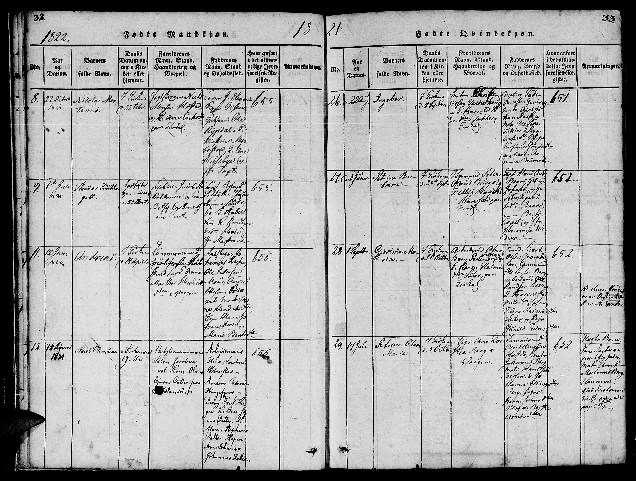 Ministerialprotokoller, klokkerbøker og fødselsregistre - Møre og Romsdal, AV/SAT-A-1454/572/L0842: Parish register (official) no. 572A05, 1819-1832, p. 32-33