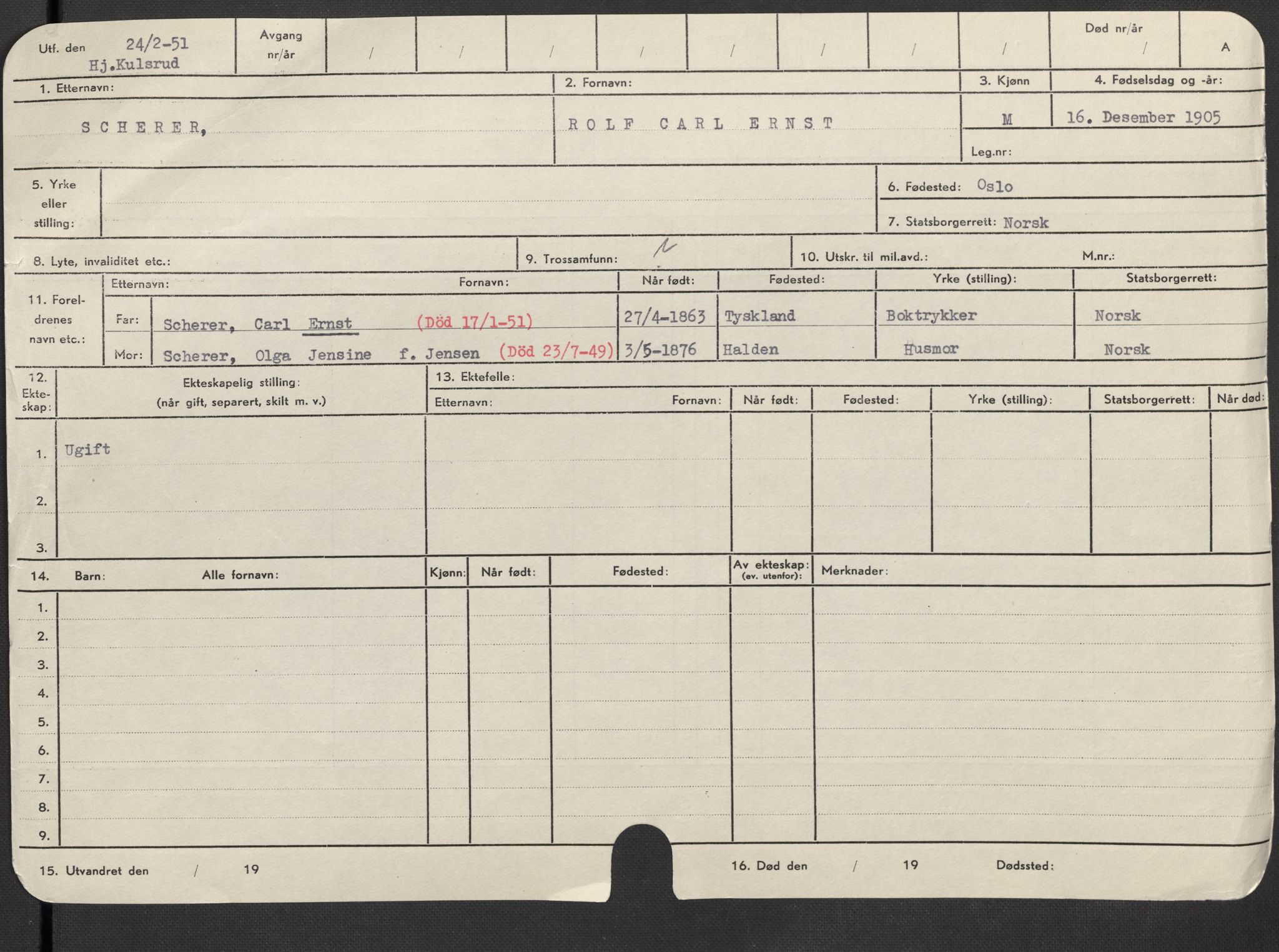 Oslo folkeregister, Registerkort, SAO/A-11715/F/Fa/Fac/L0010: Menn, 1906-1914, p. 126b