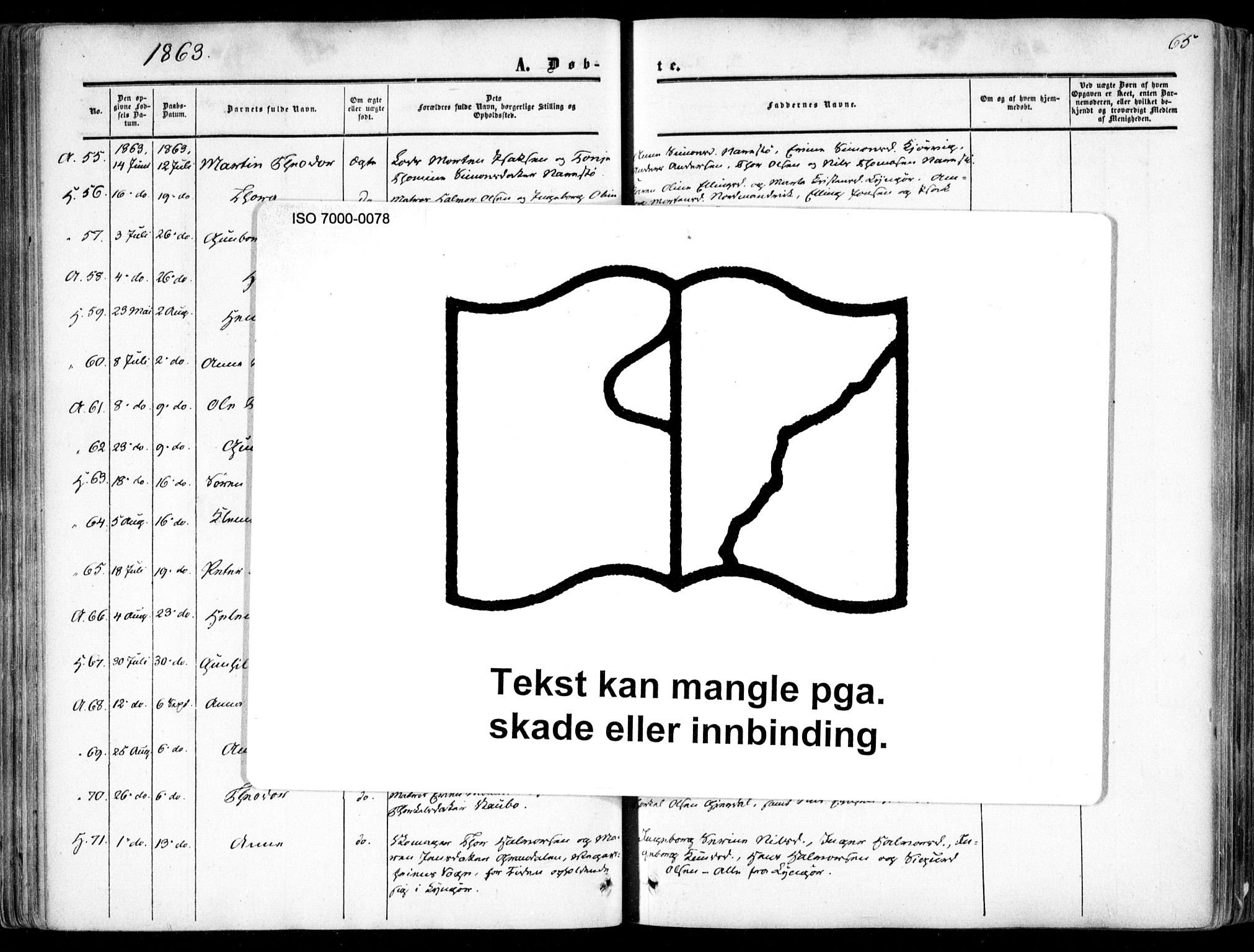 Dypvåg sokneprestkontor, AV/SAK-1111-0007/F/Fa/Faa/L0006: Parish register (official) no. A 6, 1855-1872, p. 65