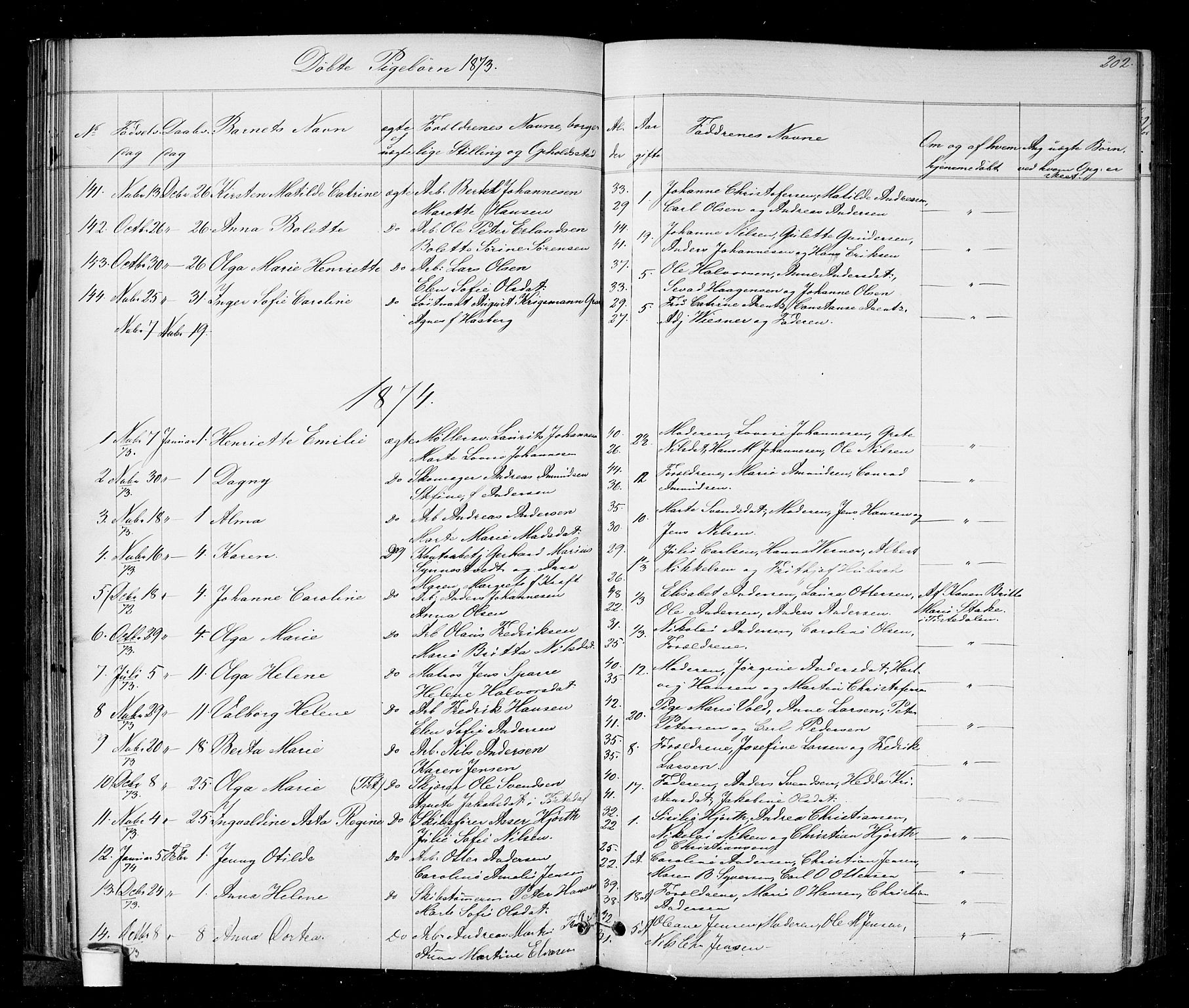 Halden prestekontor Kirkebøker, AV/SAO-A-10909/G/Ga/L0006: Parish register (copy) no. 6, 1869-1884, p. 202