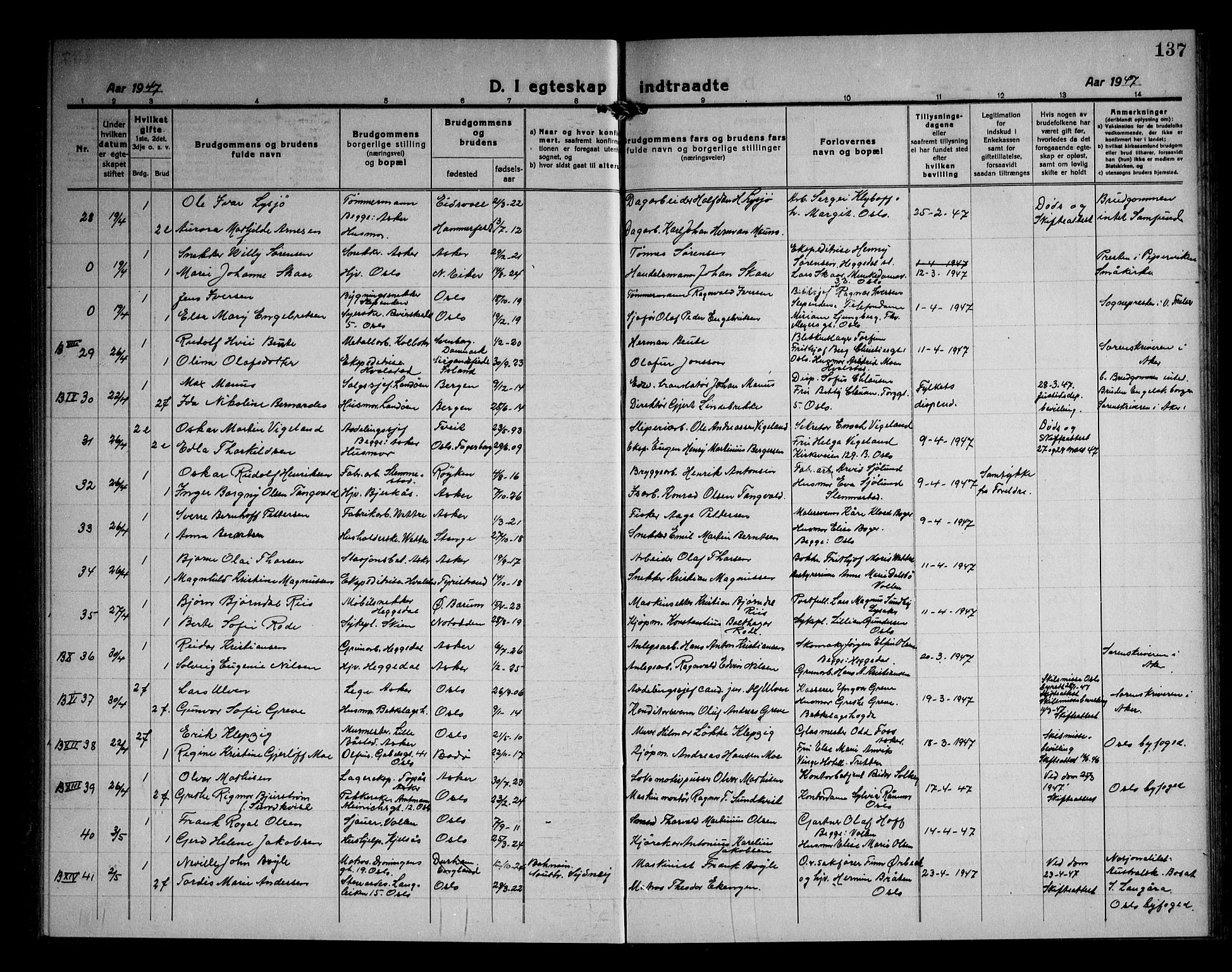 Asker prestekontor Kirkebøker, AV/SAO-A-10256a/F/Fa/L0020: Parish register (official) no. I 20, 1918-1948, p. 137