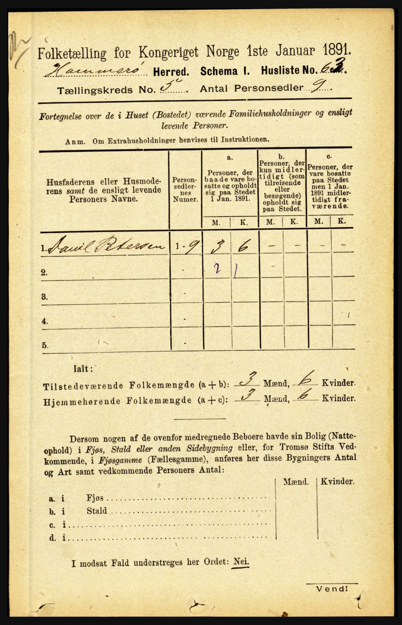 RA, 1891 census for 1849 Hamarøy, 1891, p. 2470