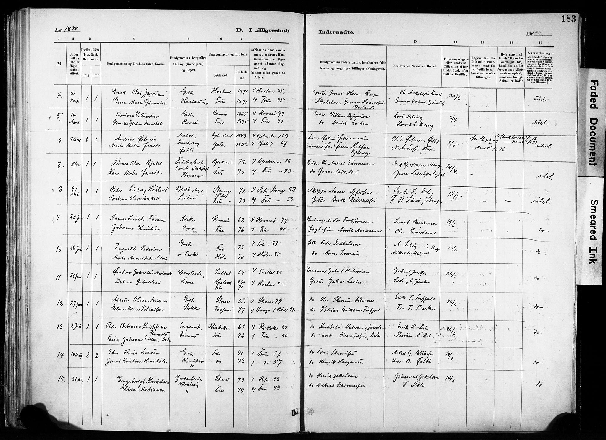 Hetland sokneprestkontor, SAST/A-101826/30/30BA/L0011: Parish register (official) no. A 11, 1884-1911, p. 183