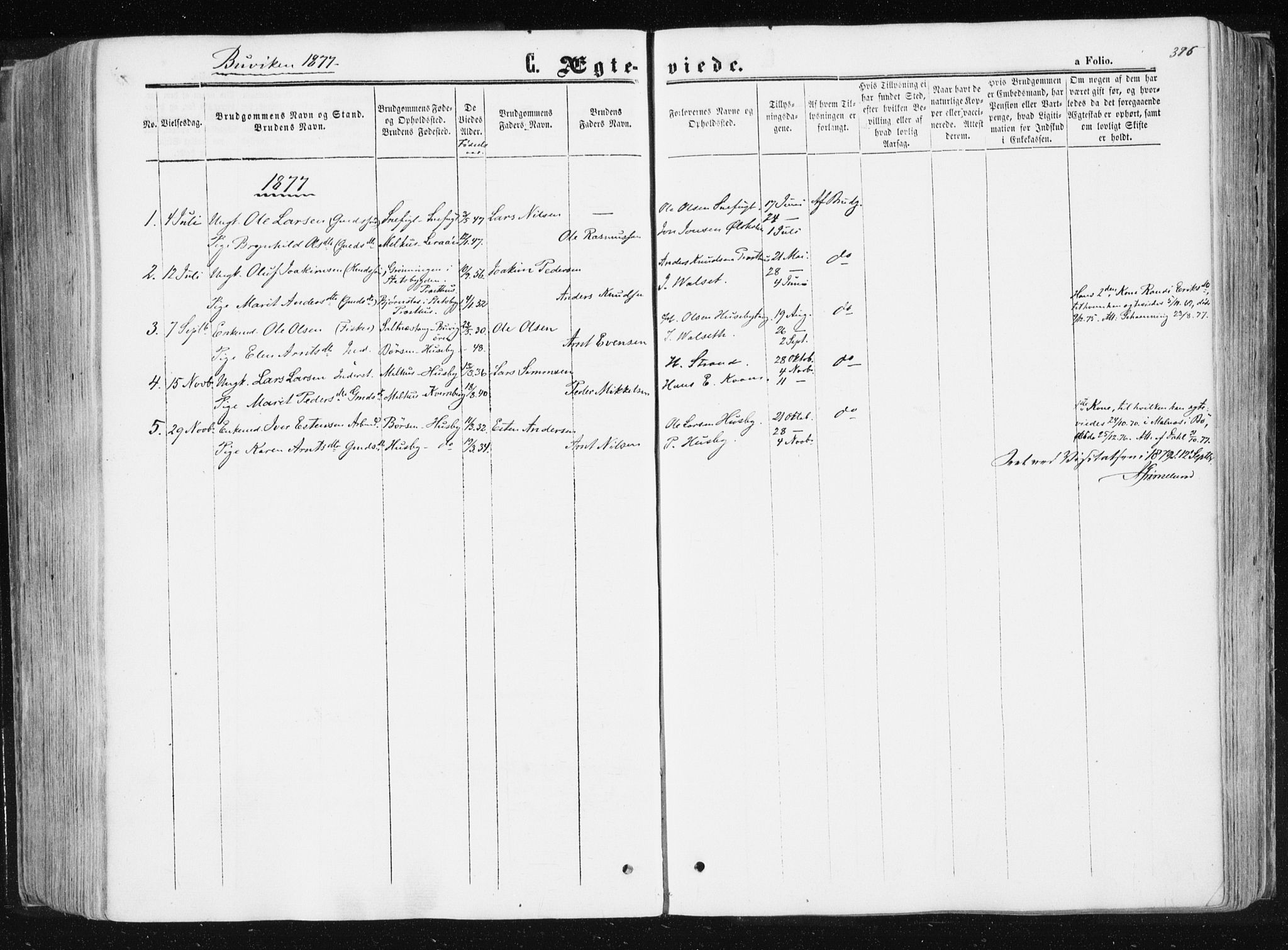 Ministerialprotokoller, klokkerbøker og fødselsregistre - Sør-Trøndelag, AV/SAT-A-1456/612/L0377: Parish register (official) no. 612A09, 1859-1877, p. 376