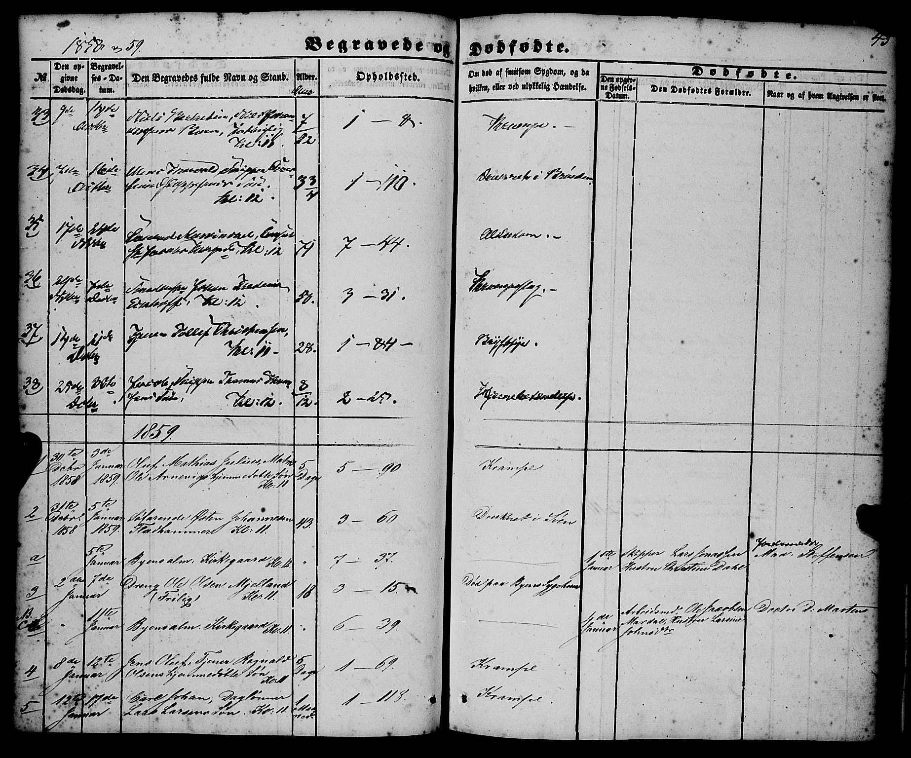 Nykirken Sokneprestembete, SAB/A-77101/H/Haa/L0042: Parish register (official) no. E 2, 1850-1868, p. 43