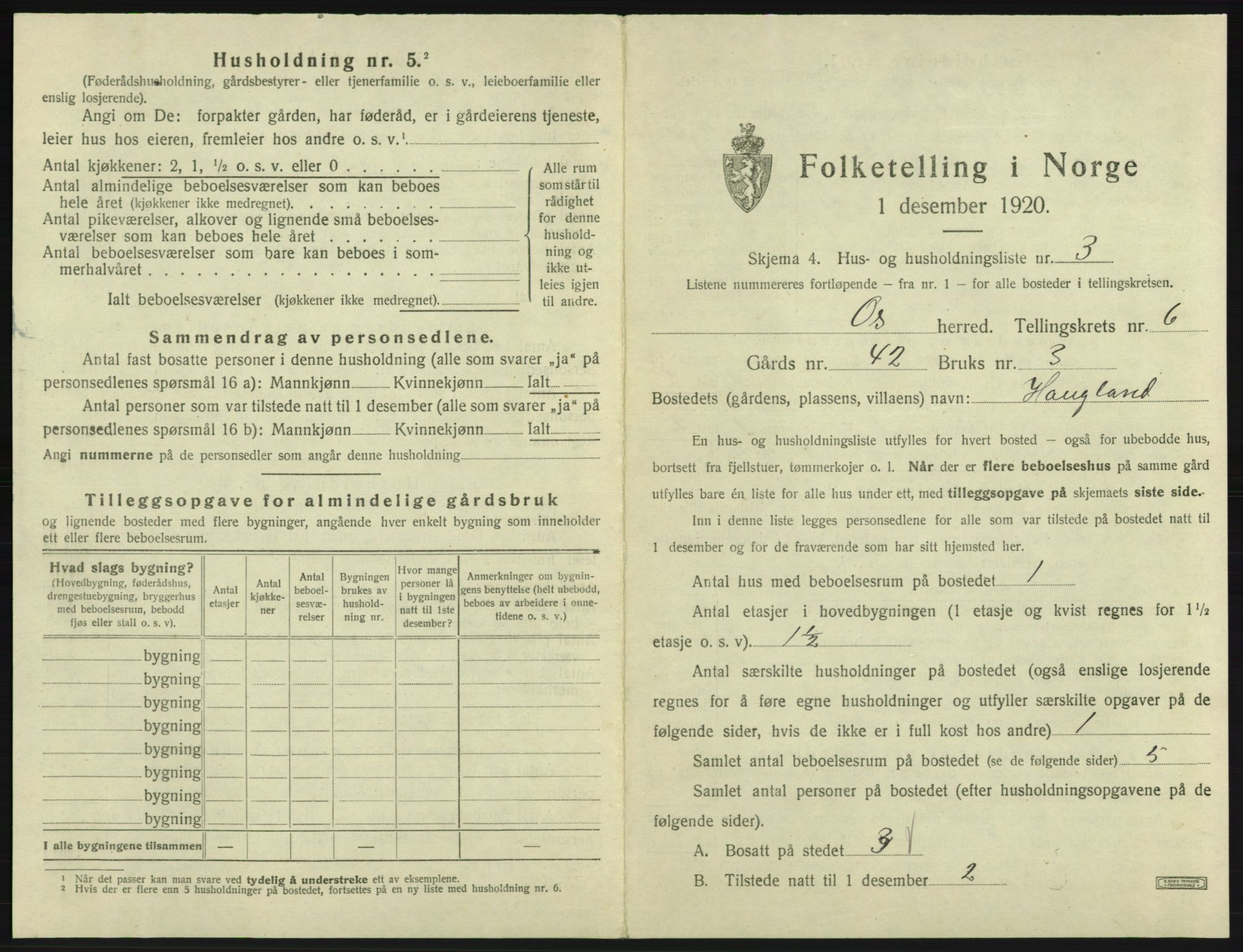 SAB, 1920 census for Os, 1920, p. 565